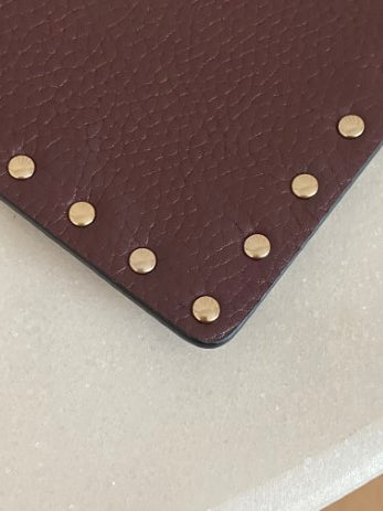 Valentino Burgundy Envelope Studded Clutch