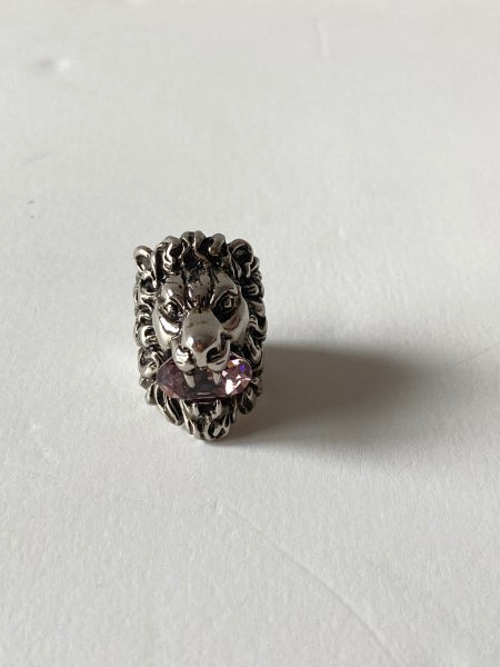 Gucci Silver Lion Head With Crystal Ring 10