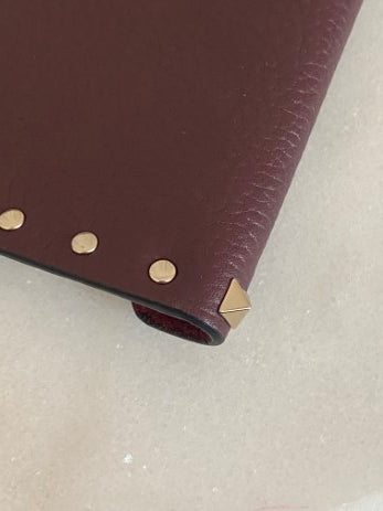 Valentino Burgundy Envelope Studded Clutch