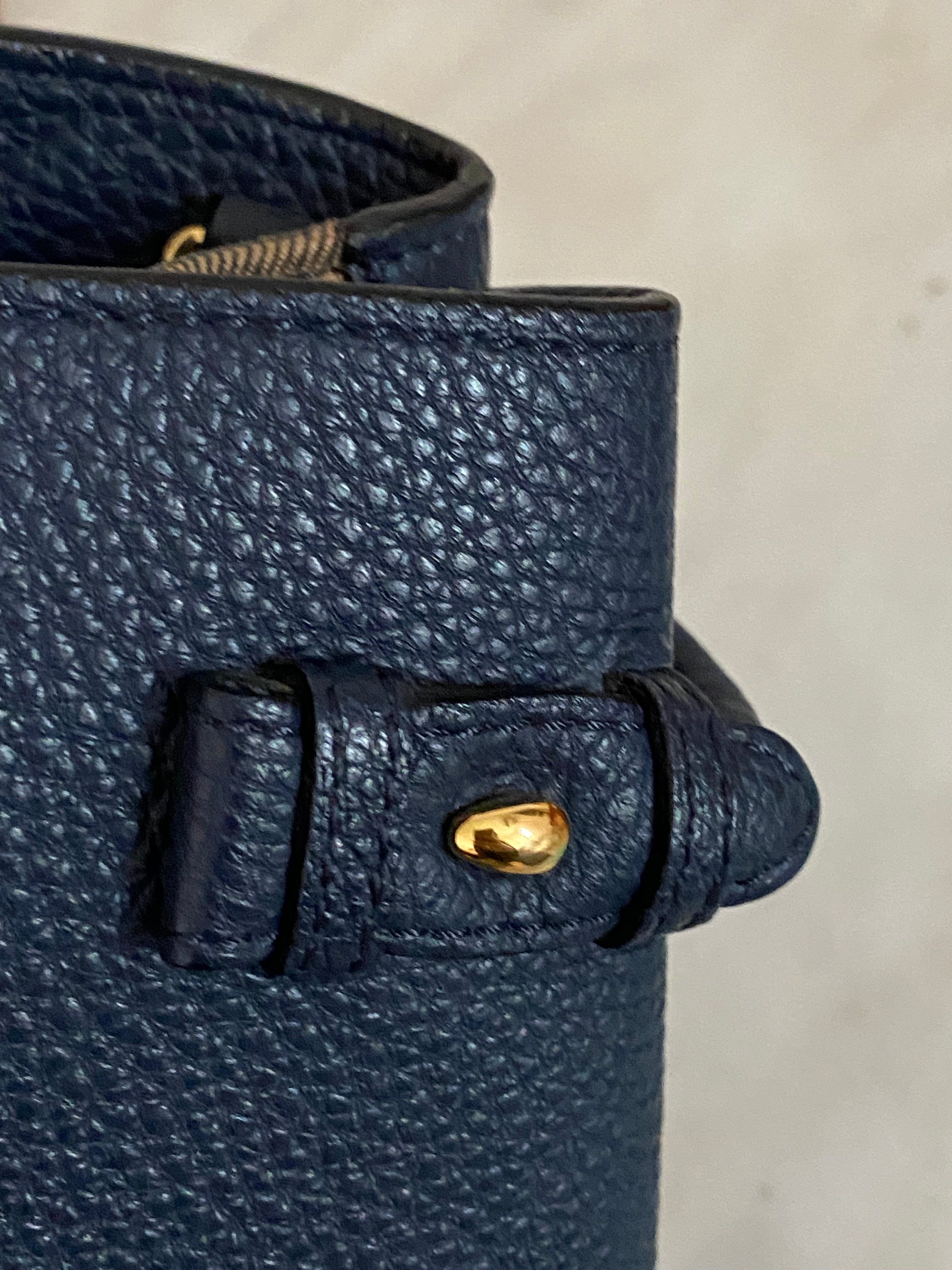 Burberry Navy Blue Medium Banner Top Handle Bag