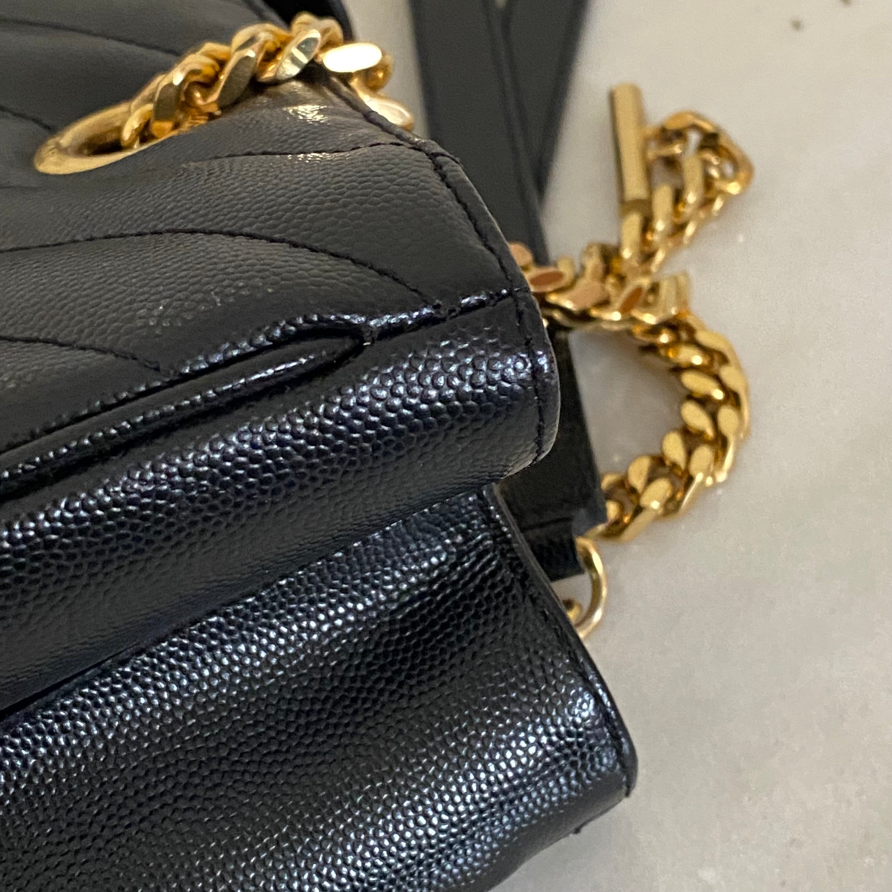 YSL Black Monogram Shopping Bag