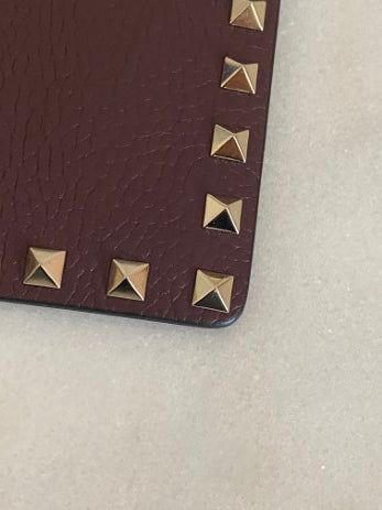 Valentino Burgundy Envelope Studded Clutch