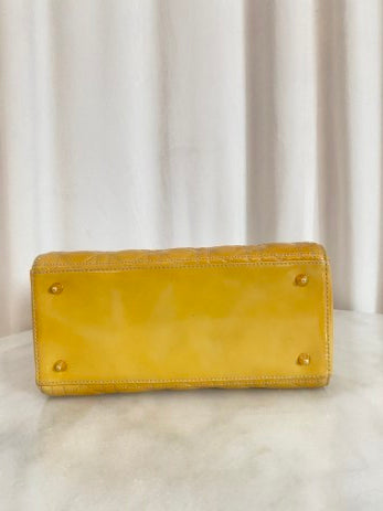 Christian Dior Yellow Lady Dior Medium Bag