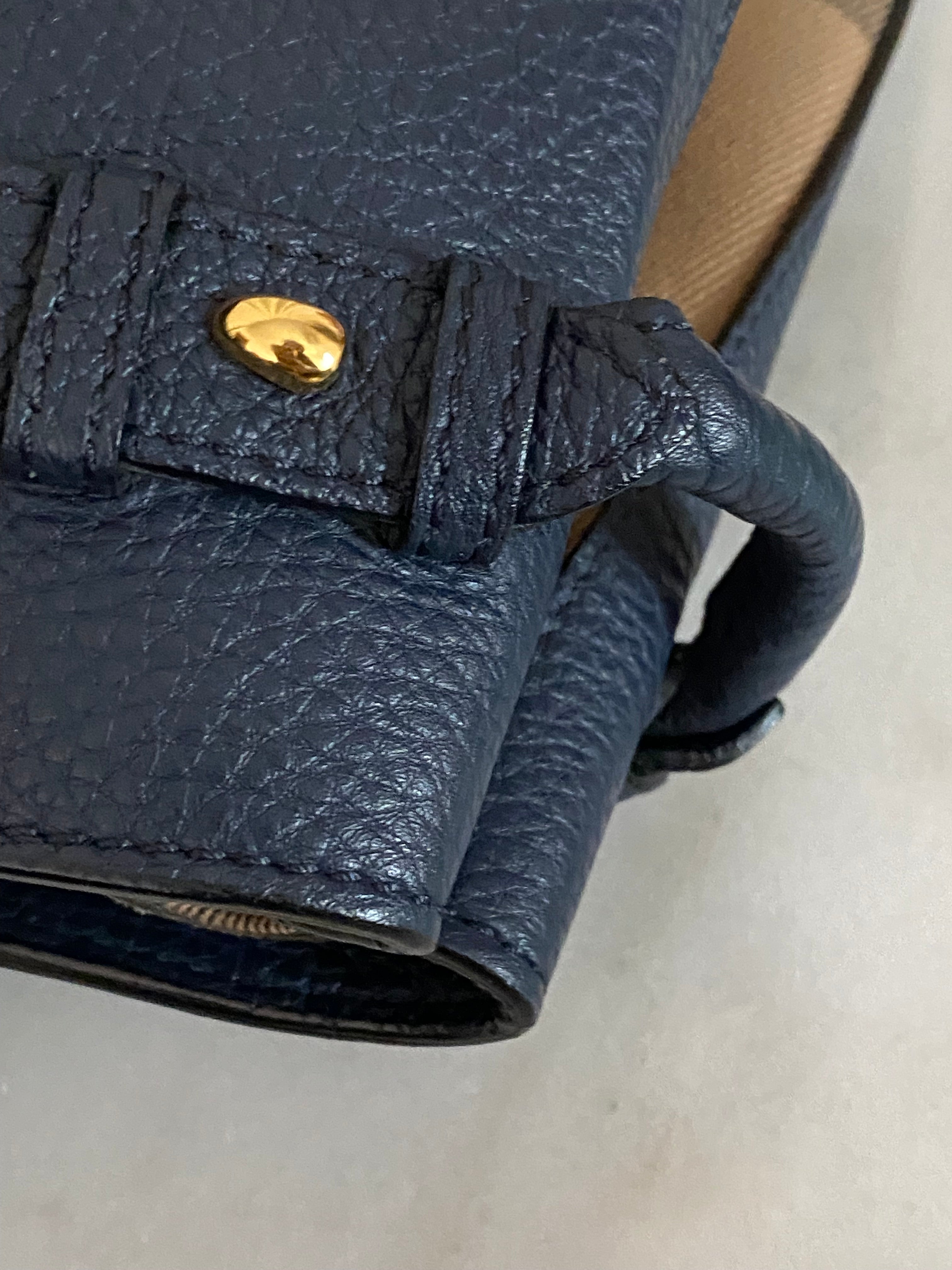 Burberry Navy Blue Medium Banner Top Handle Bag