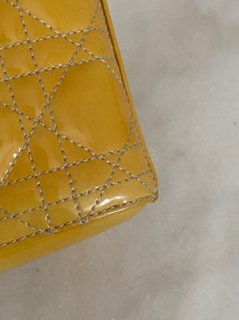 Christian Dior Yellow Lady Dior Medium Bag