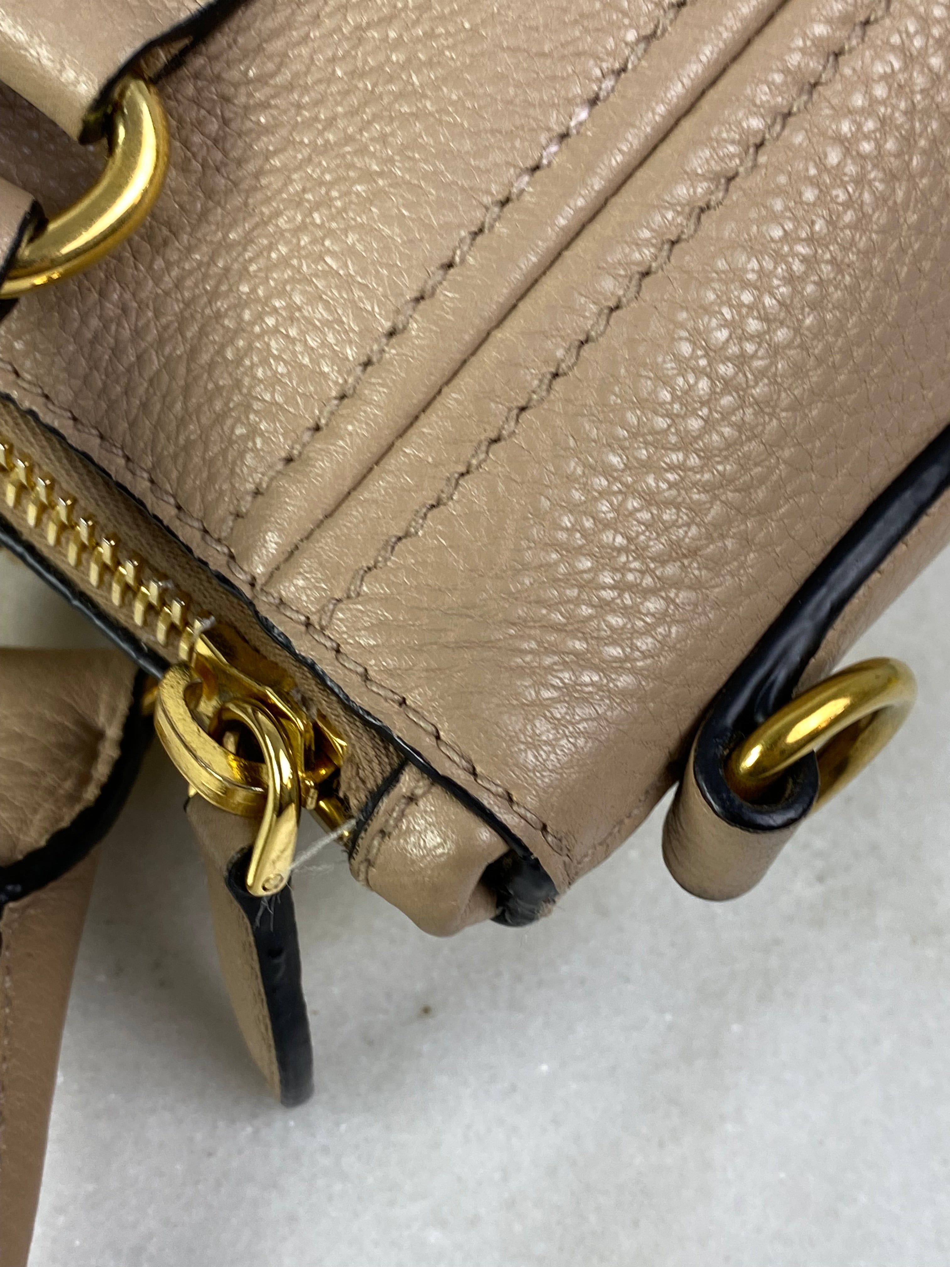 Prada Beige Vitello Daino Tote Bag W/ Strap