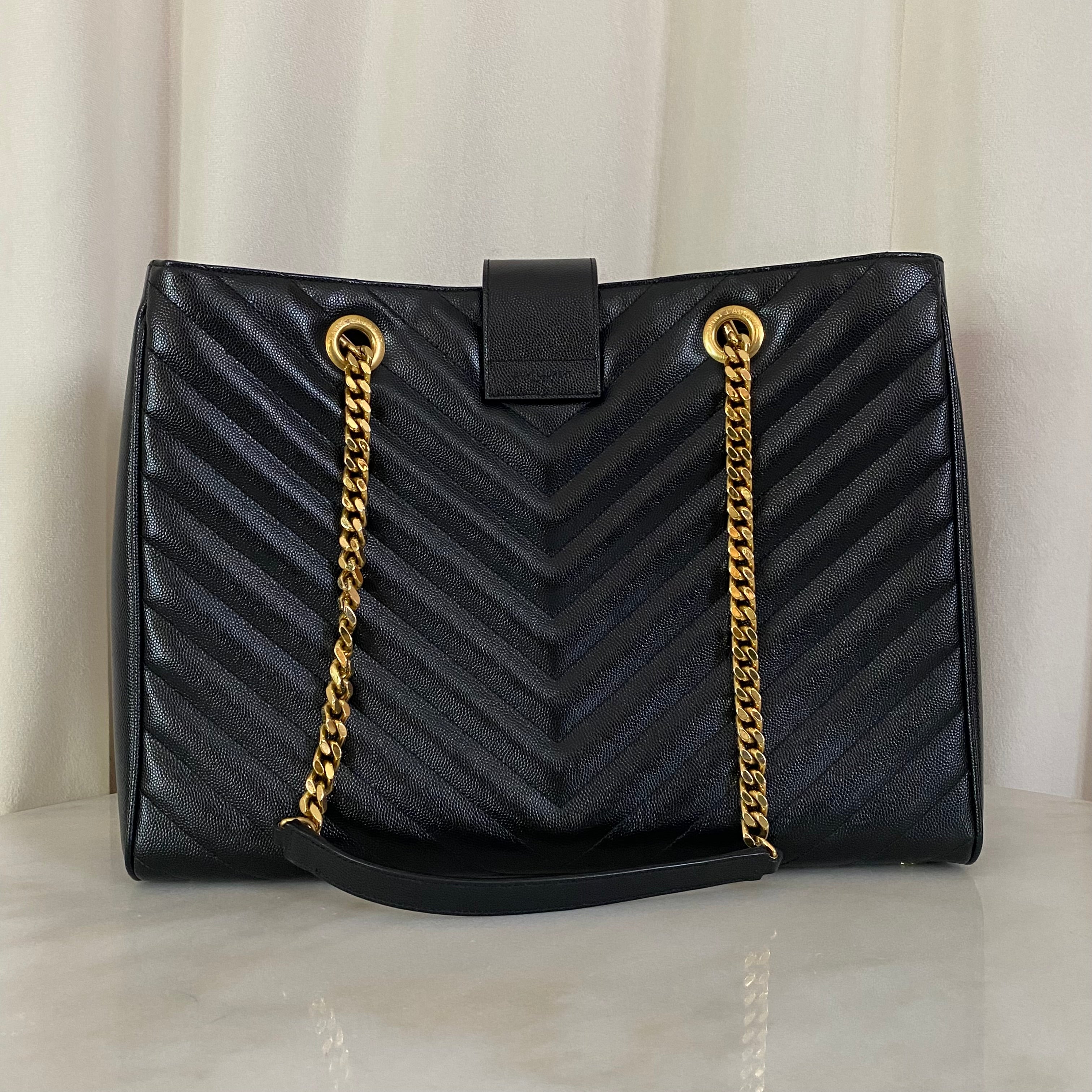 YSL Black Monogram Shopping Bag