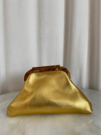 Valentino Gold Super V Clutch