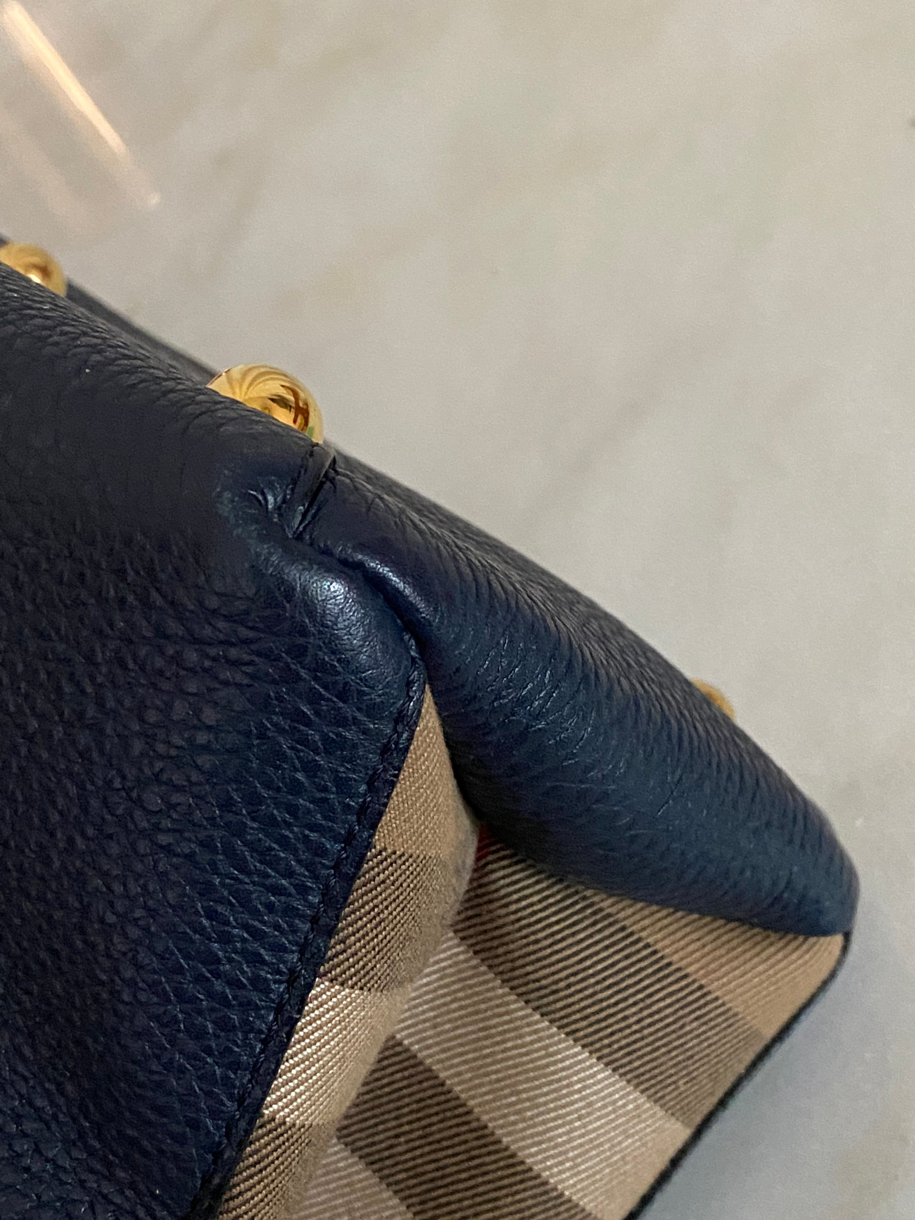 Burberry Navy Blue Medium Banner Top Handle Bag