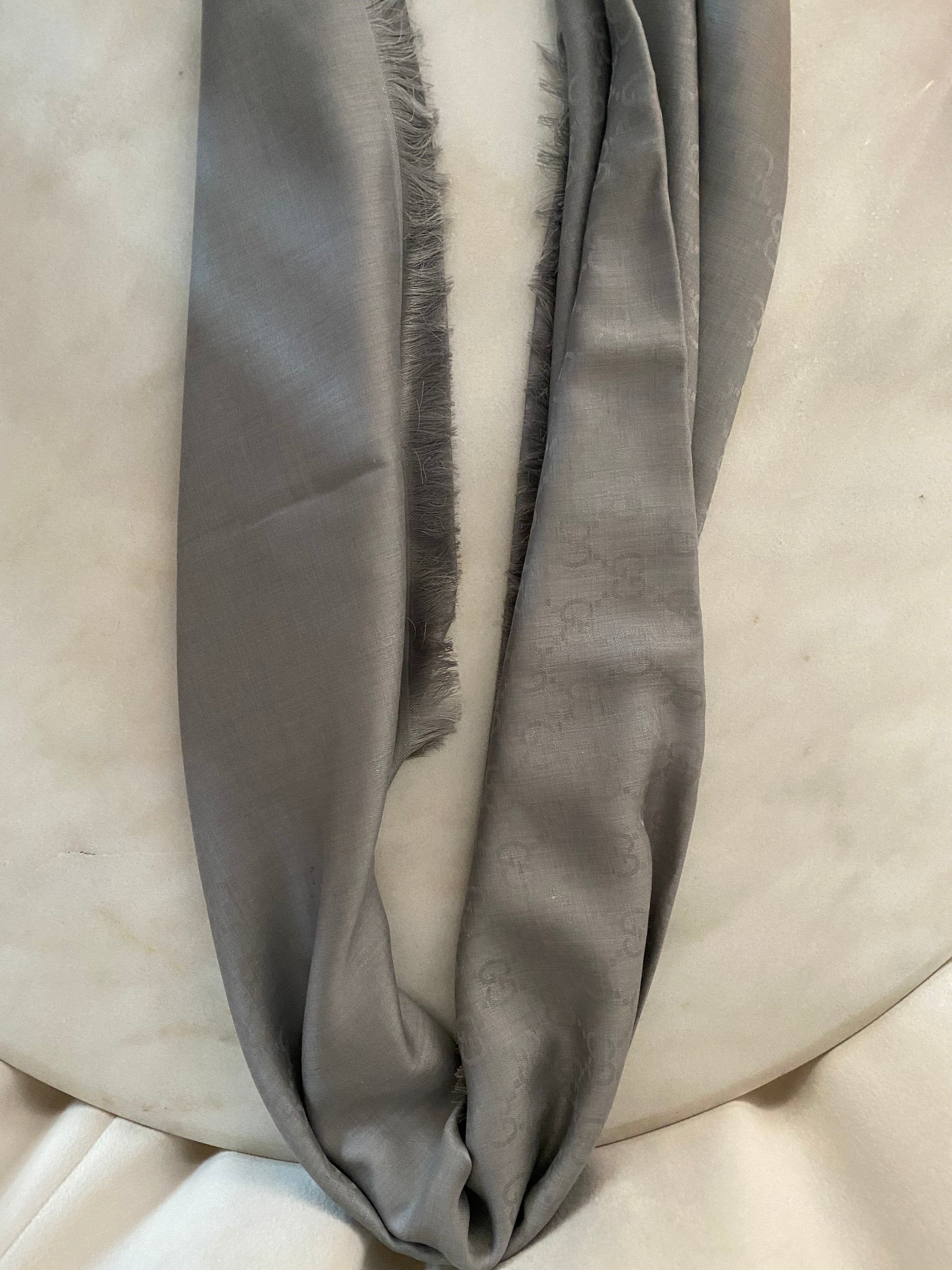 Gucci Light Grey GG Scarf