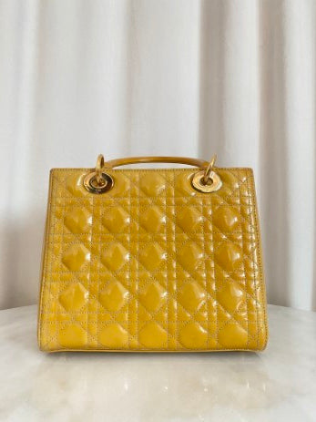 Christian Dior Yellow Lady Dior Medium Bag