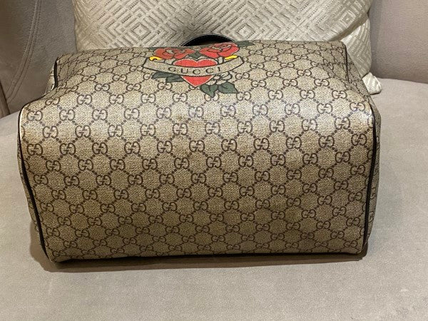 Gucci Bicolor GG Supreme Tattoo Print Joy Boston Medium Bag