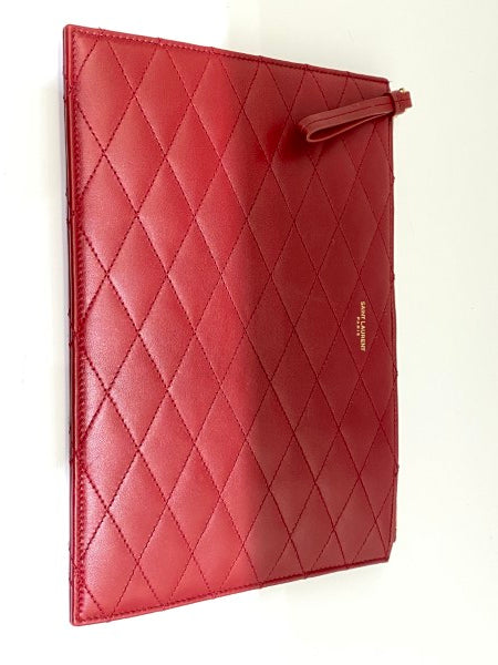 YSL Red Sade Zip Pouch