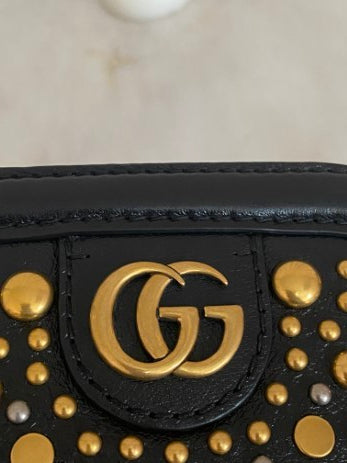 Gucci Black Studded Re(Belle) Crossbody Bag W/ Lion Head