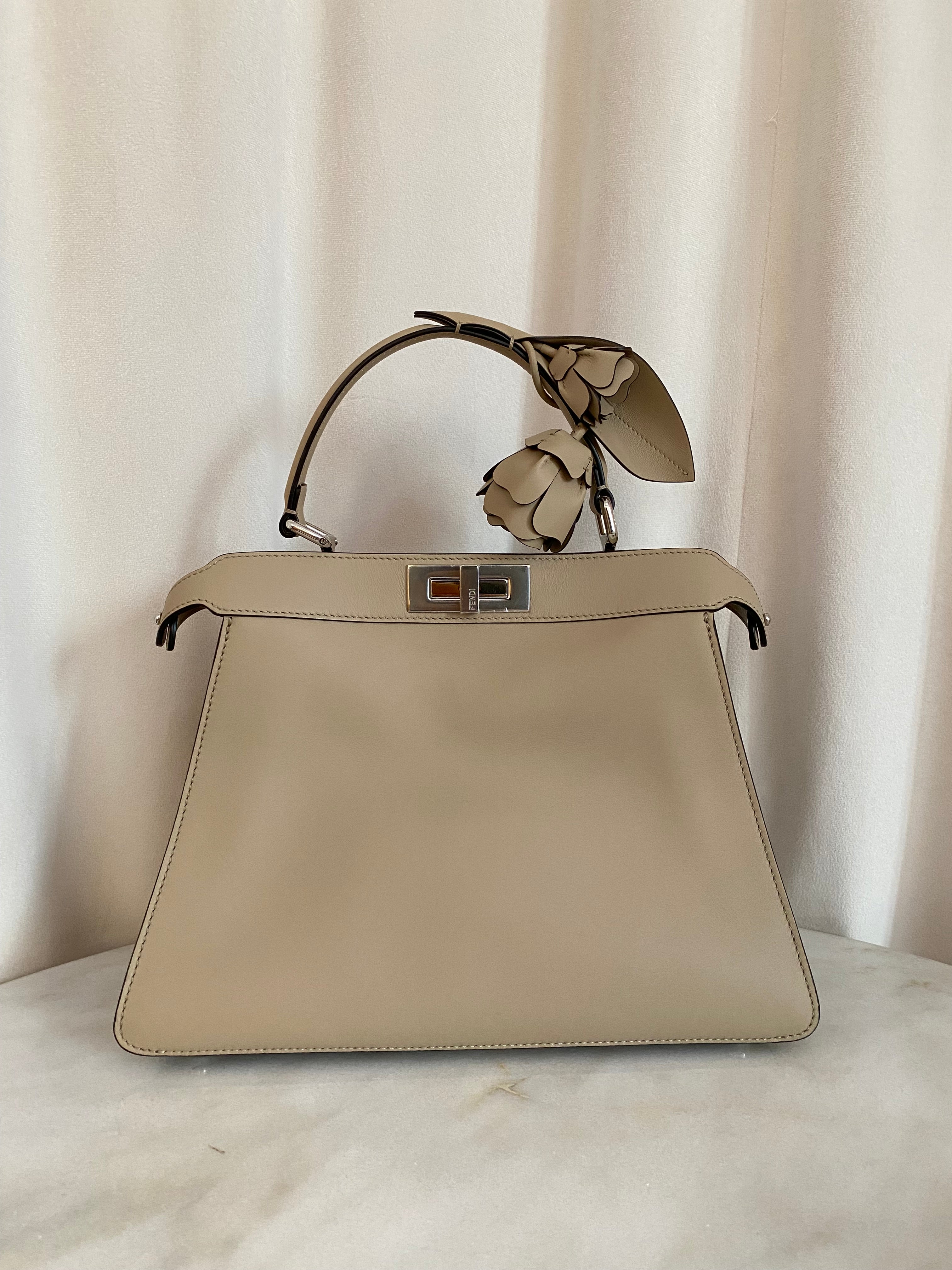 Fendi Beige Peekaboo I See U Medium Top Handle Bag