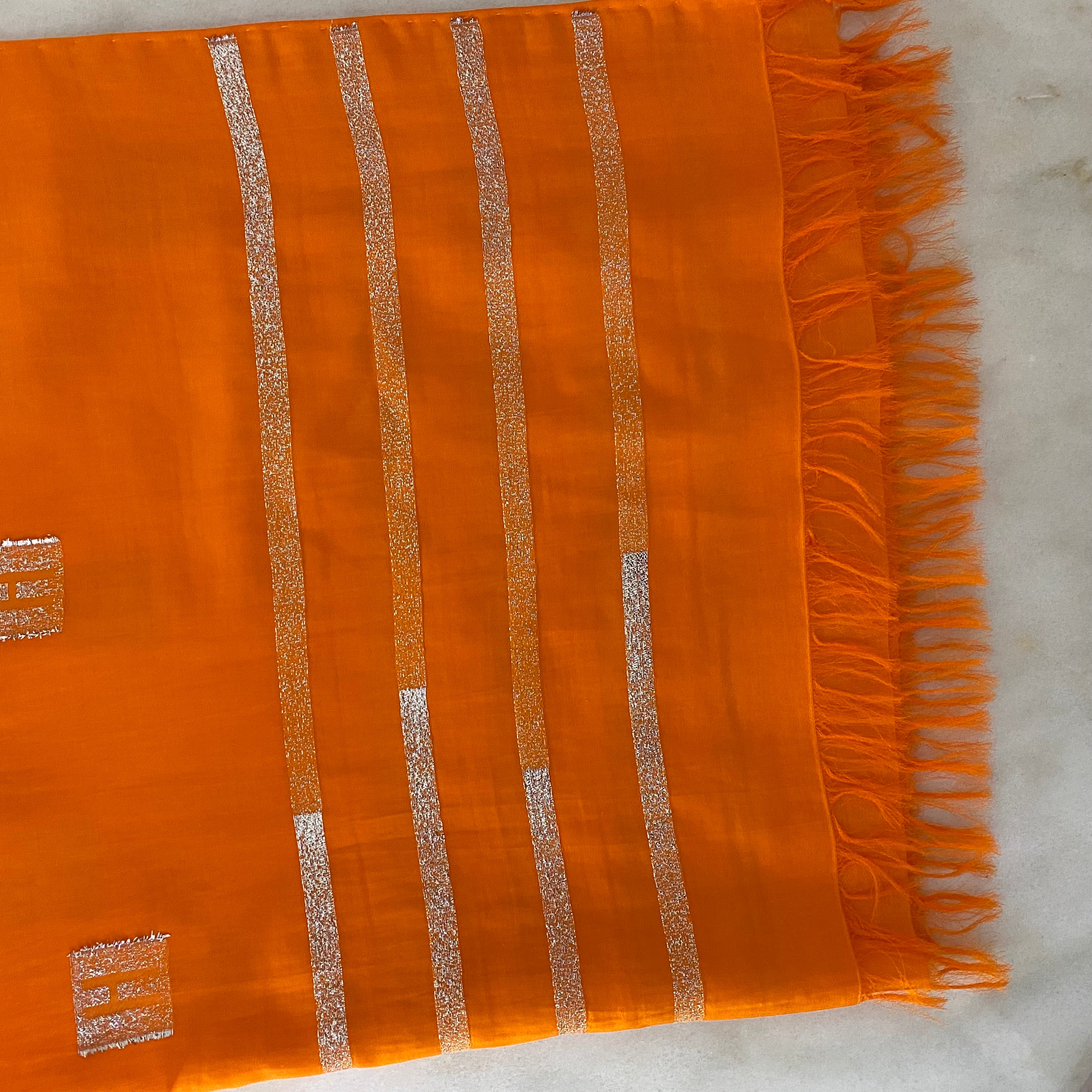 Hermes Bicolor Cotton-Silk Long Scarf