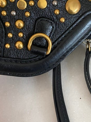 Gucci Black Studded Re(Belle) Crossbody Bag W/ Lion Head