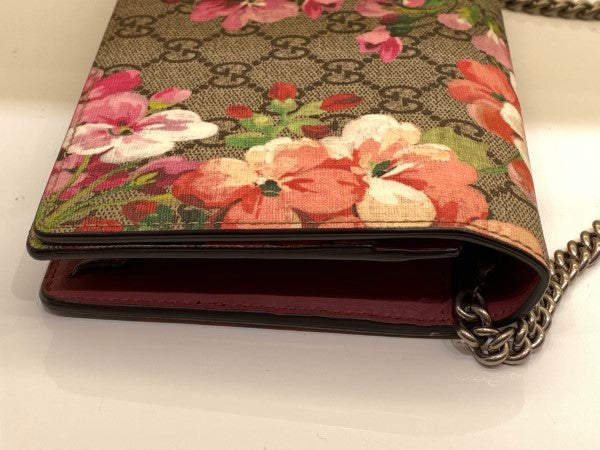 Gucci Bicolor GG Monogram Blooms Chain Wallet