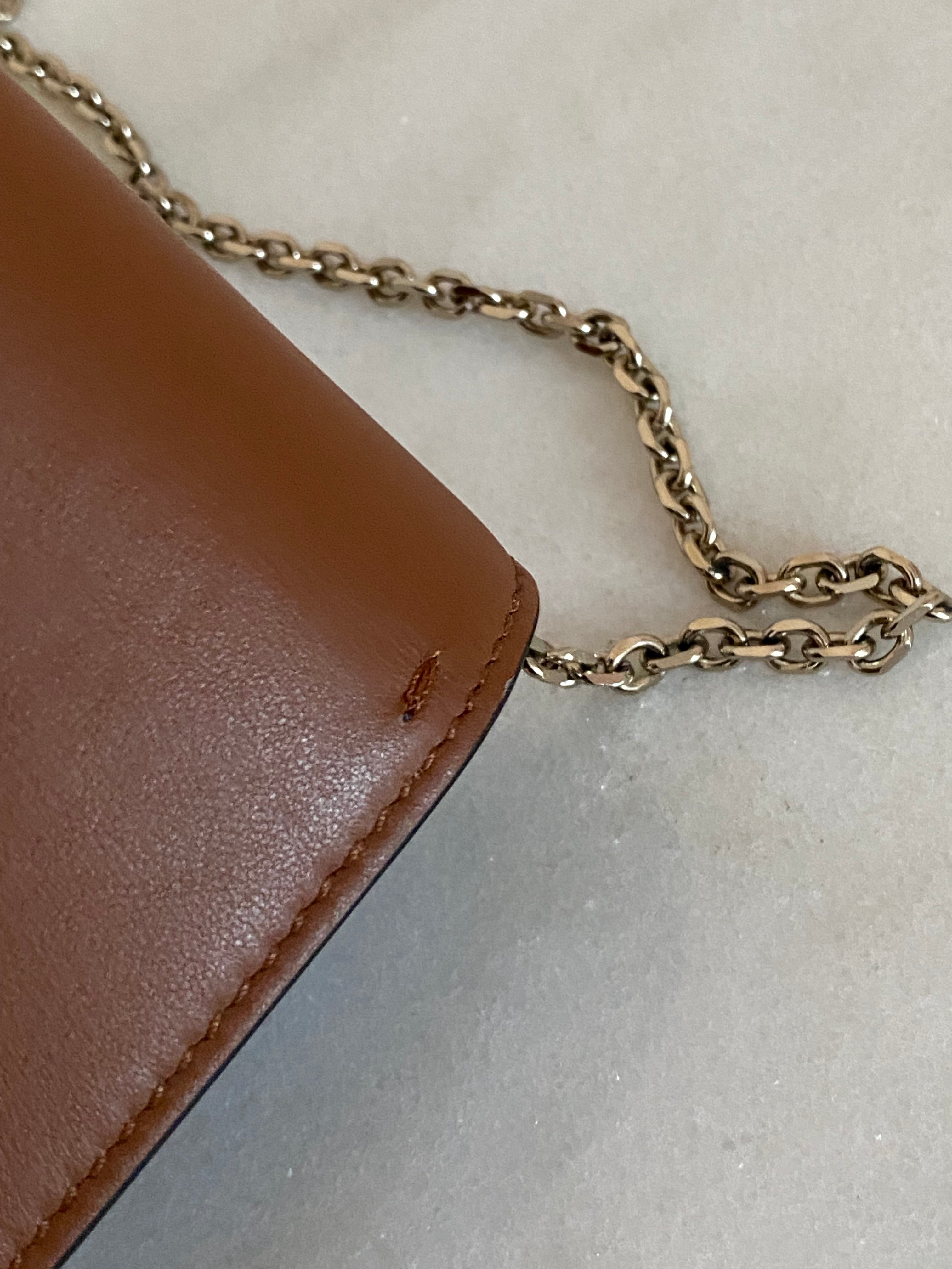 Valentino Brown Vlogo Garavani Small Chain Bag