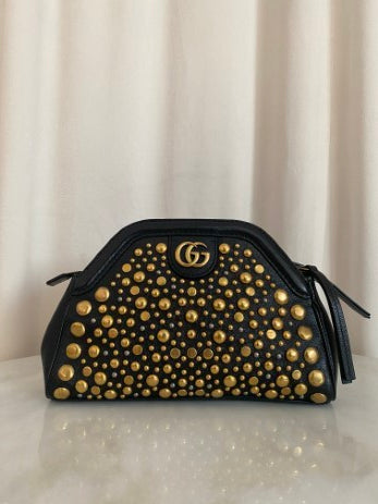 Gucci Black Studded Re(Belle) Crossbody Bag W/ Lion Head