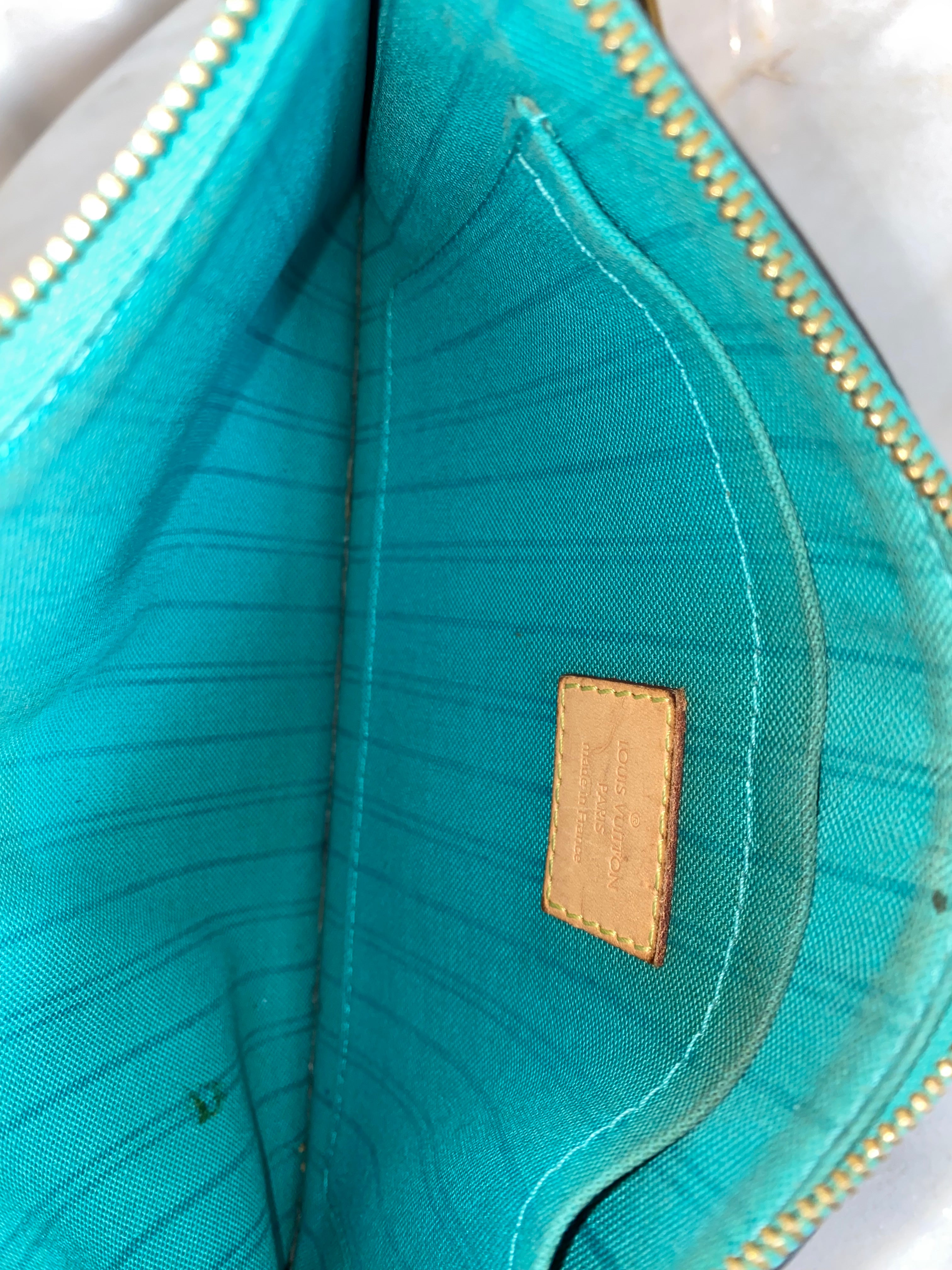 Louis Vuitton Monogram Turquoise Neverfull MM Pochette