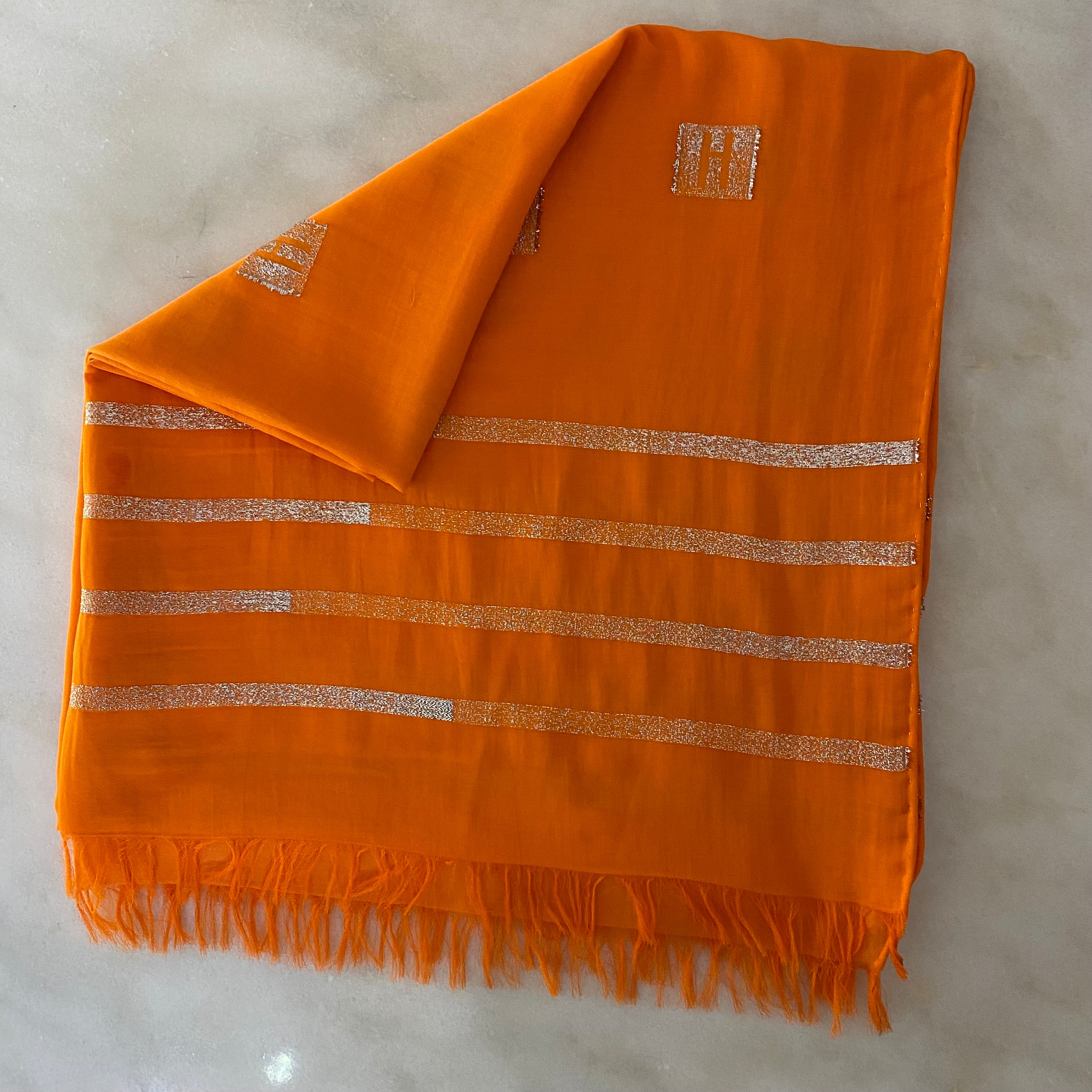 Hermes Bicolor Cotton-Silk Long Scarf