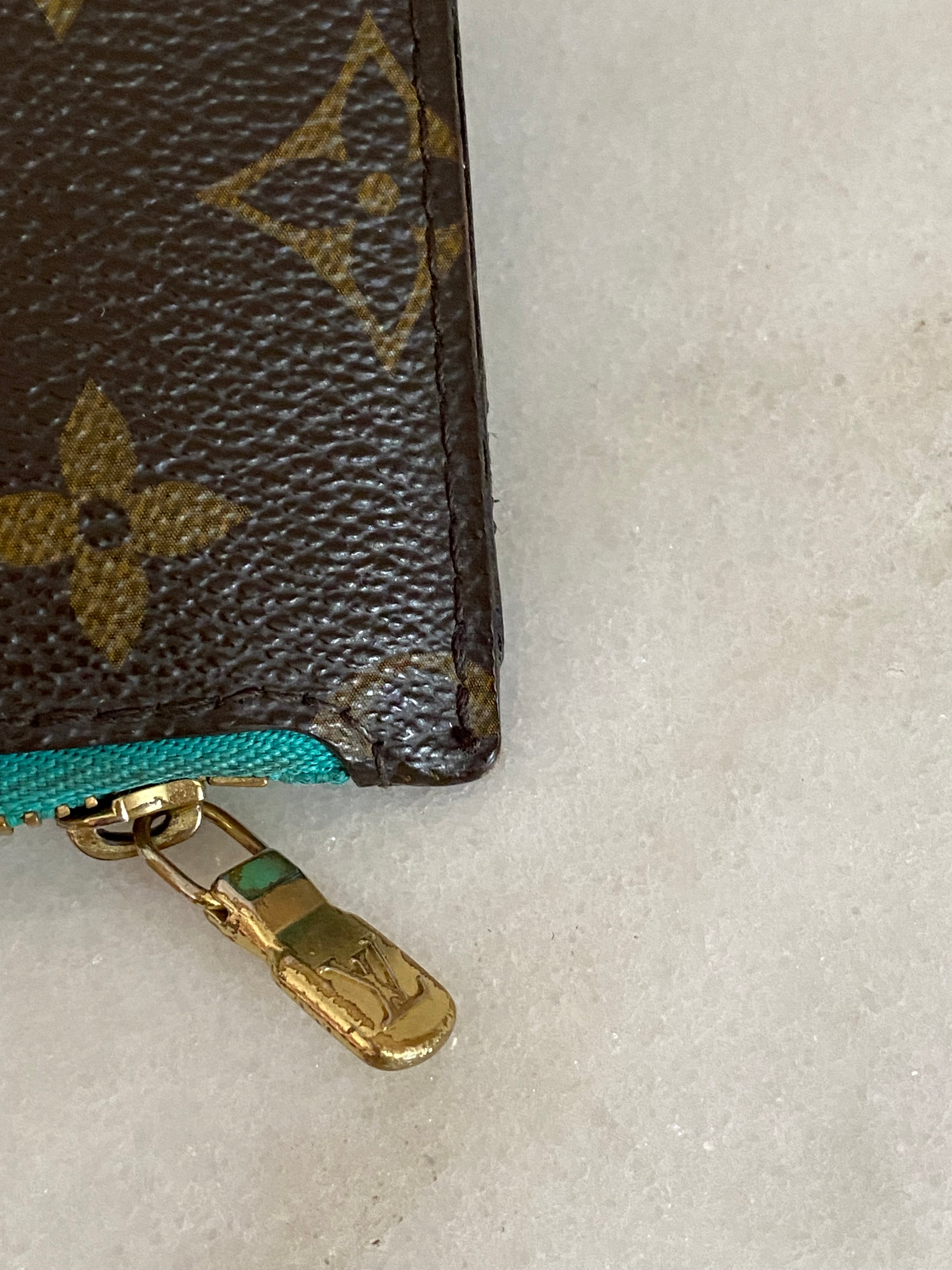 Louis Vuitton Monogram Turquoise Neverfull MM Pochette