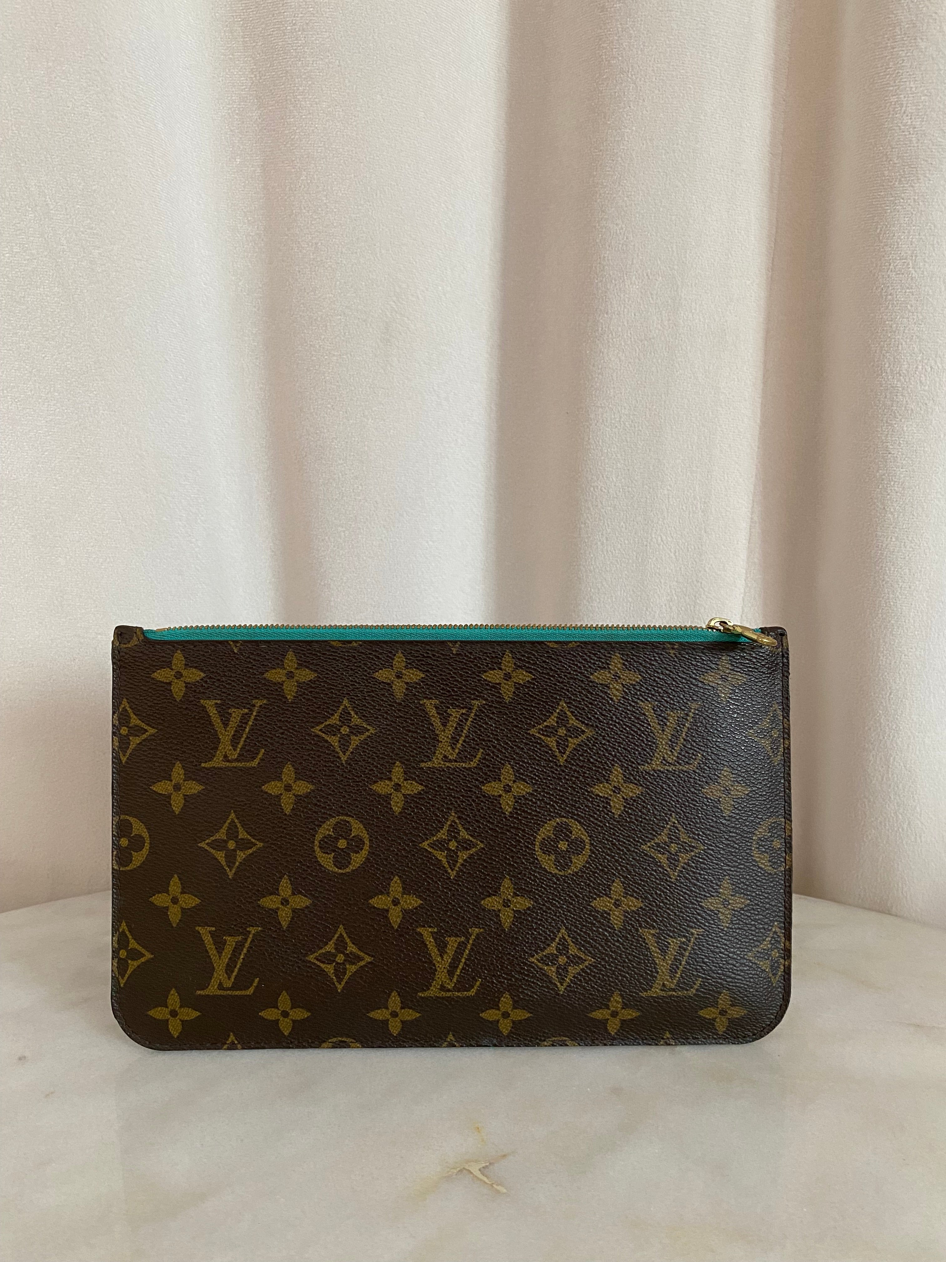 Louis Vuitton Monogram Turquoise Neverfull MM Pochette