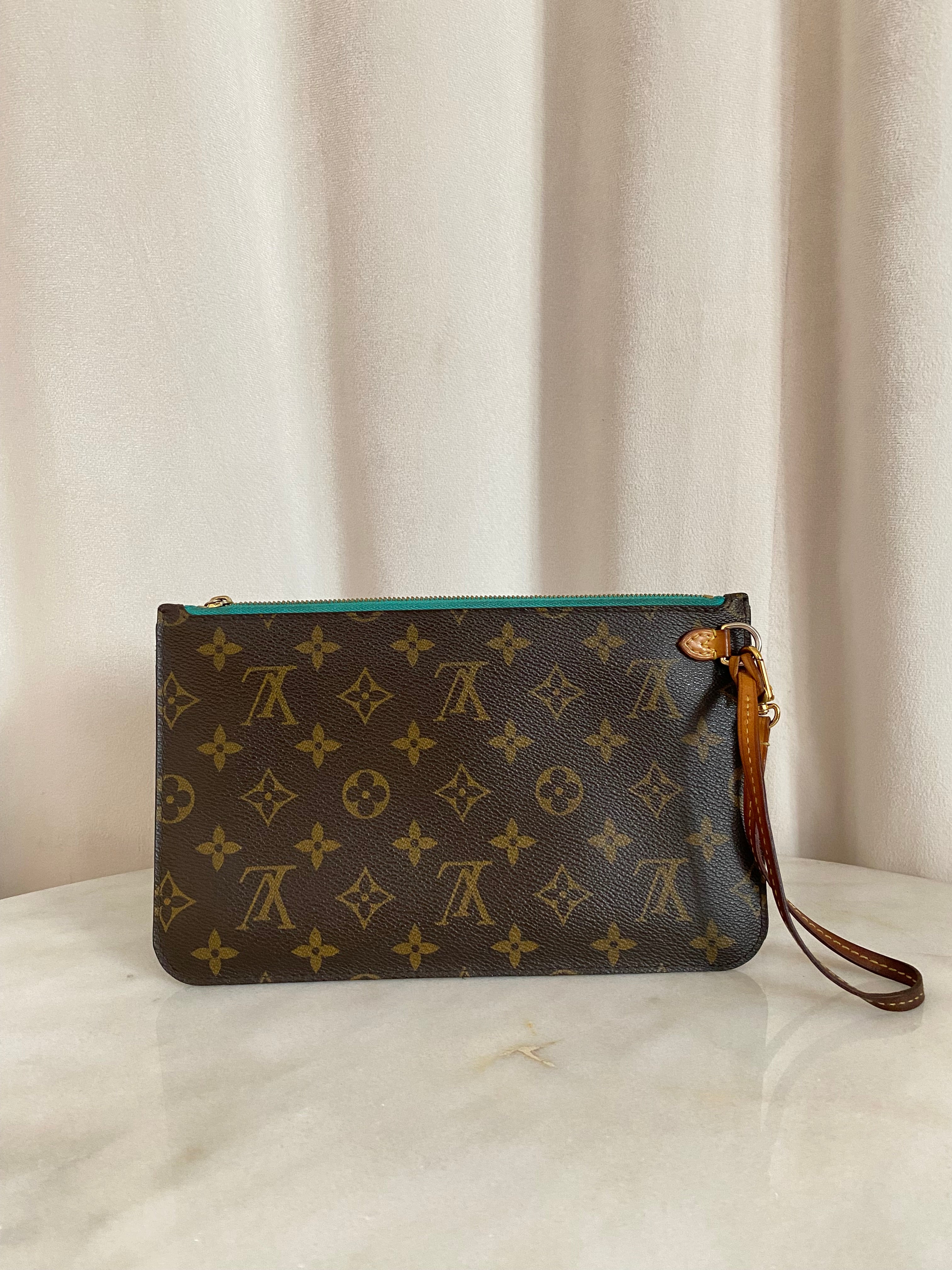 Louis Vuitton Monogram Turquoise Neverfull MM Pochette