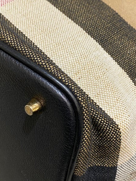 Burberry Black Brit Check Ashby Bucket Bag