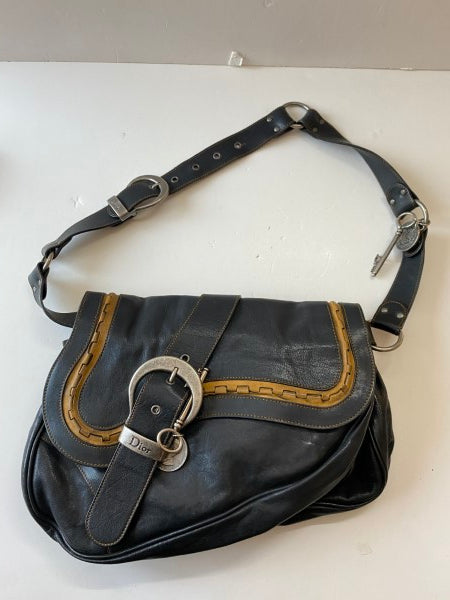 Christian Dior Black Vintage Saddle Bag