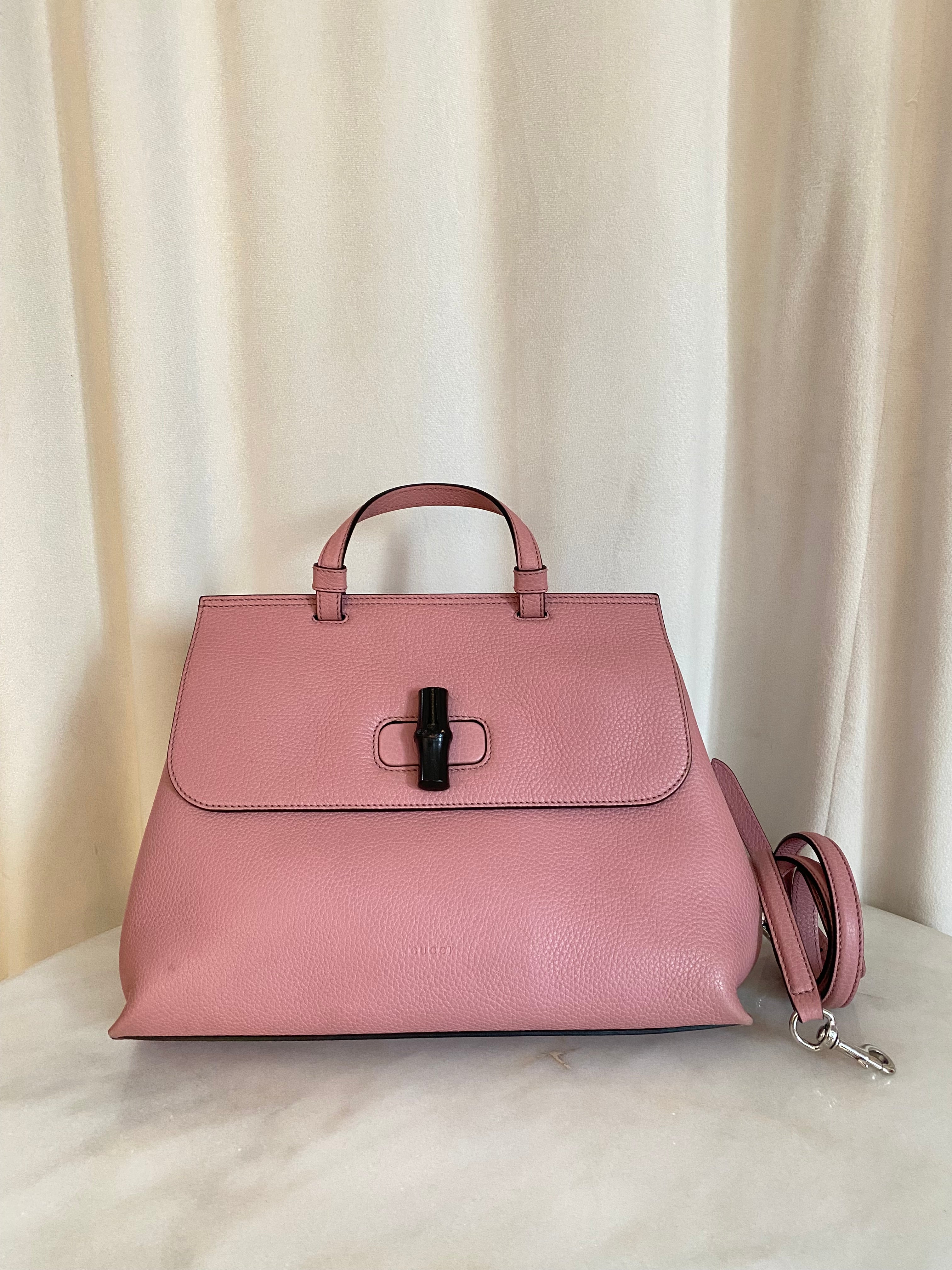 Gucci Pink Bamboo Daily Tote Bag