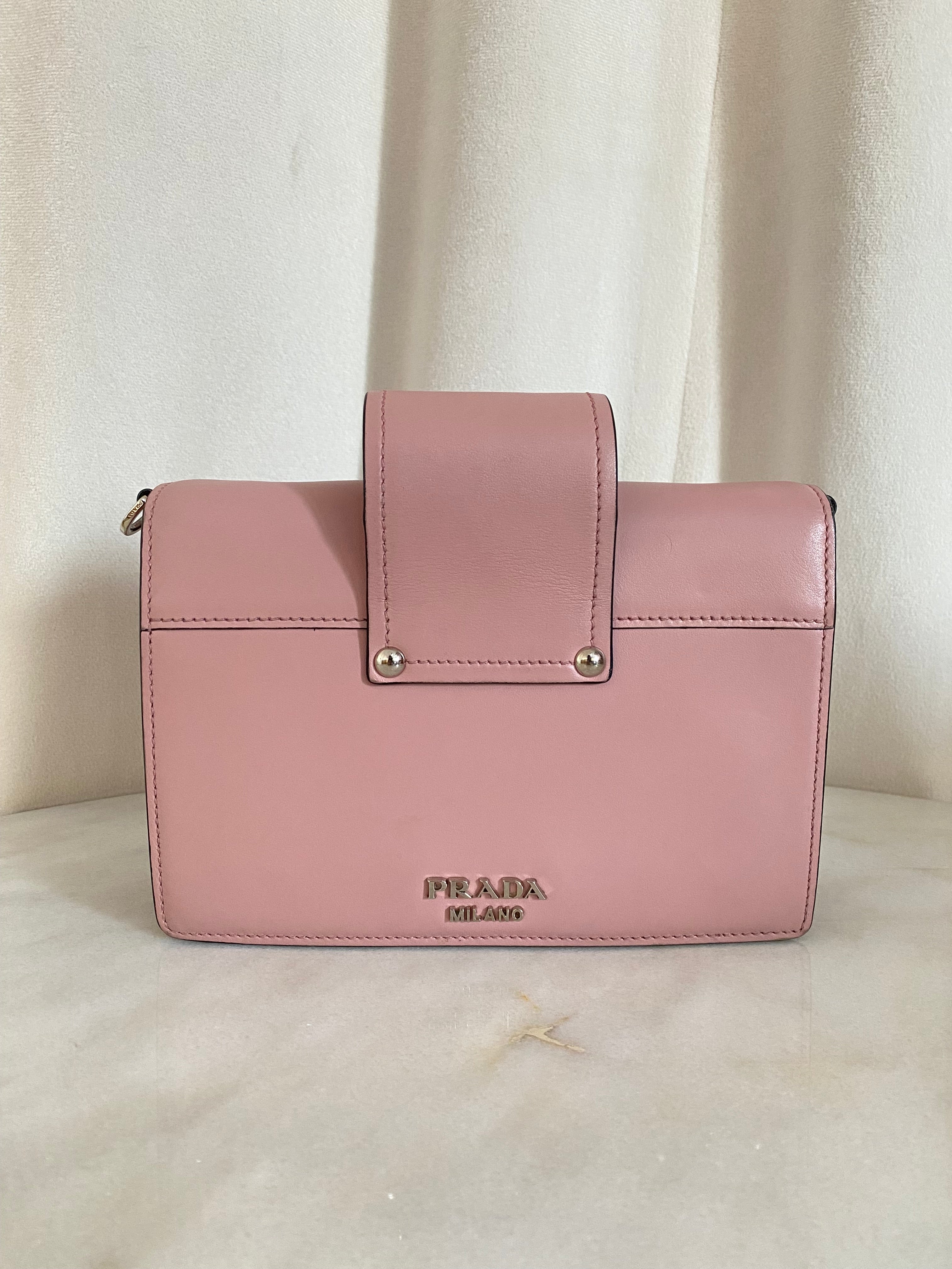 Prada Pink City Calf Plex Crossbody Bag