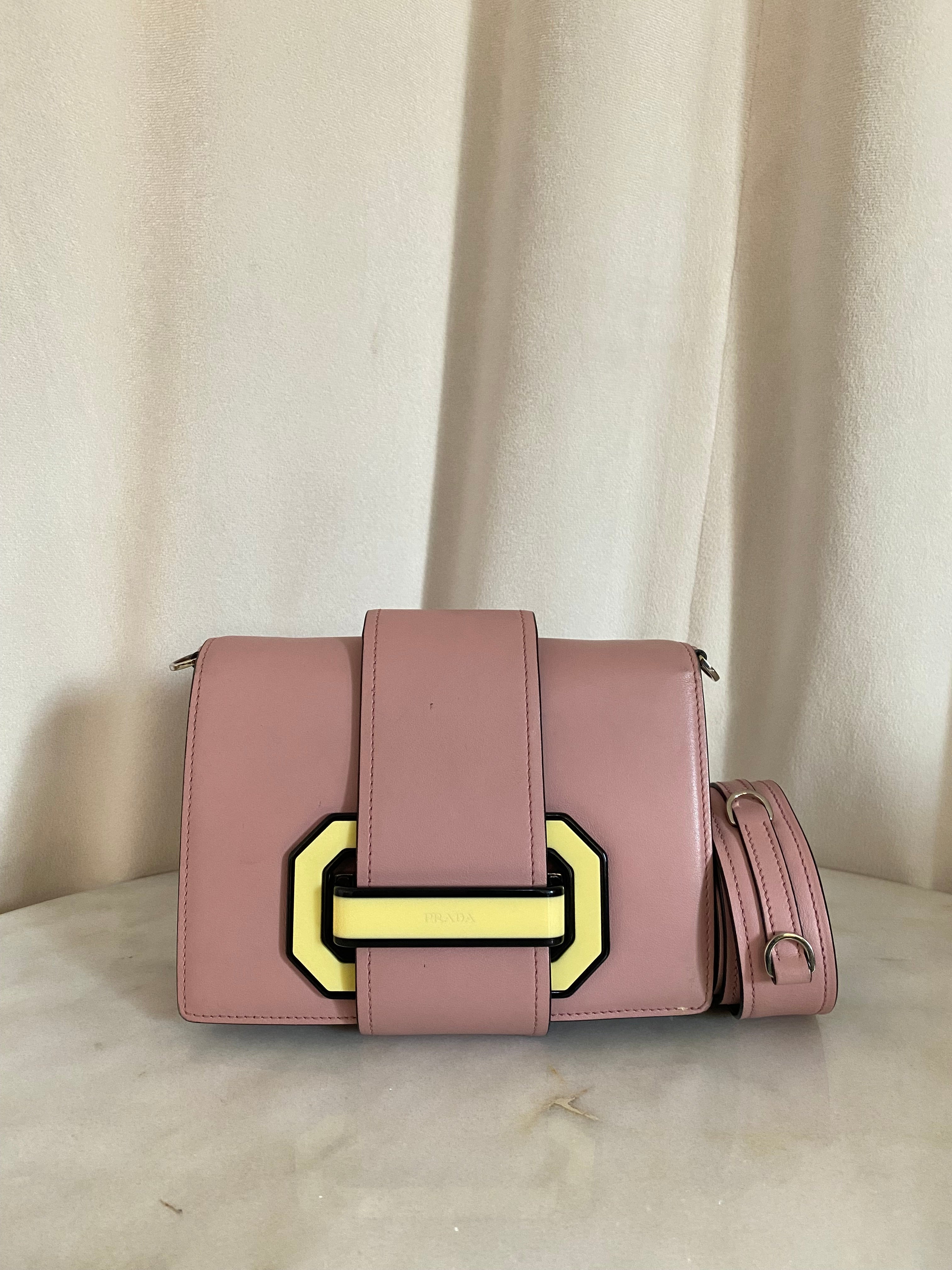 Prada Pink City Calf Plex Crossbody Bag