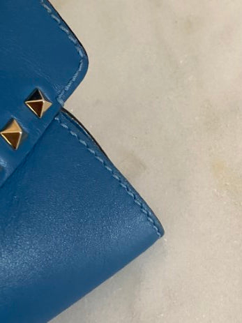 Valentino Blue Vitello Small Rockstud Two Way Tote Bag