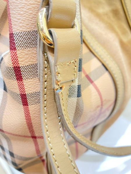 Burberry Beige Suede Haymarket Shoulder Bag