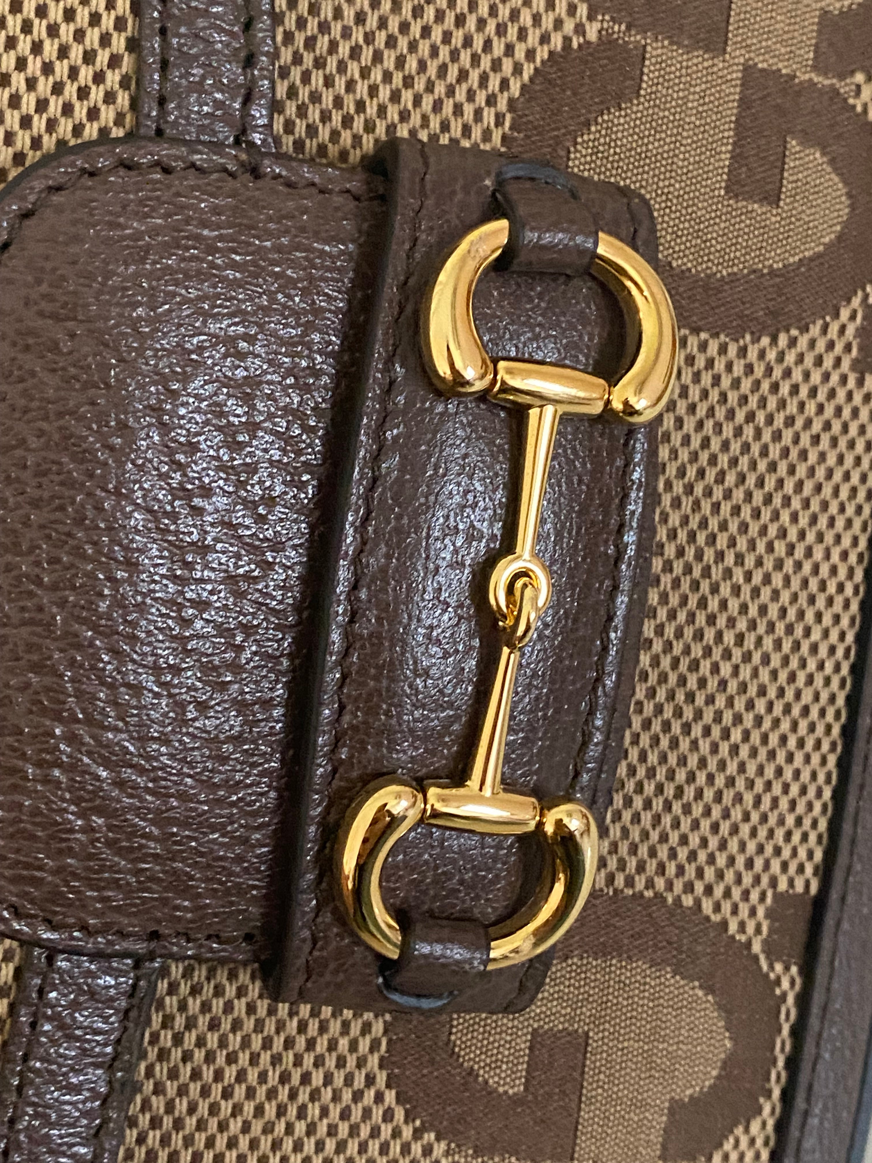 Gucci Bicolor GG Horsebit 1955 Mini Jumbo Bag