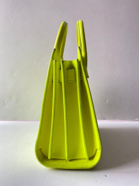 YSL Lemon Green Sac De Jour Nano Tote Bag