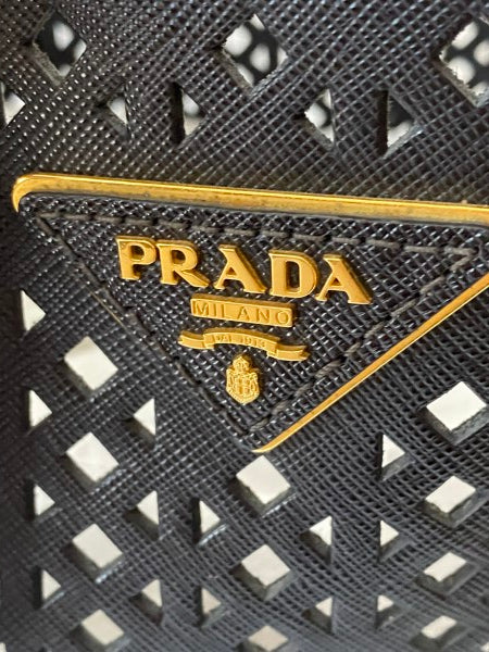 Prada Black Perforated Tote Bag