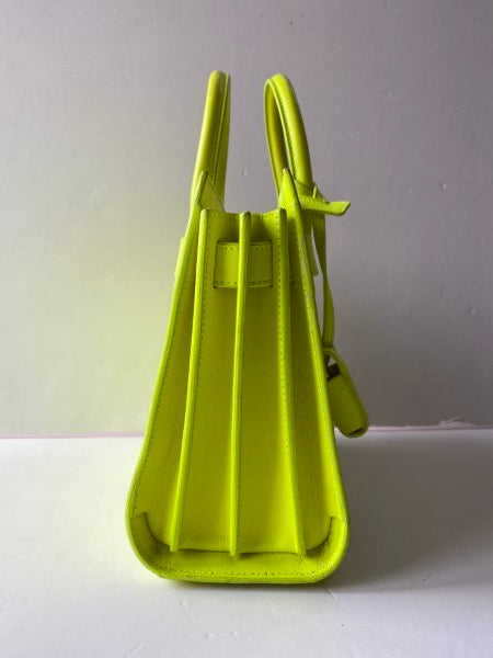 YSL Lemon Green Sac De Jour Nano Tote Bag