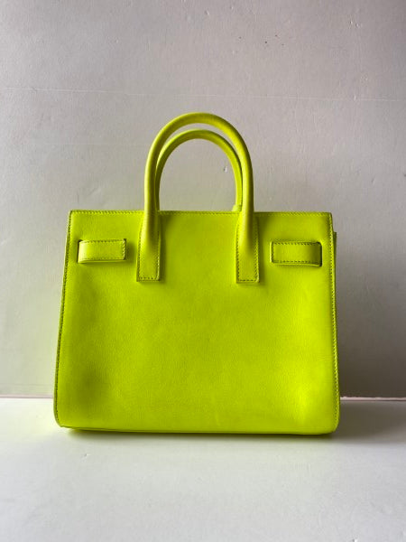 YSL Lemon Green Sac De Jour Nano Tote Bag