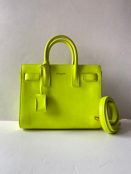 YSL Lemon Green Sac De Jour Nano Tote Bag