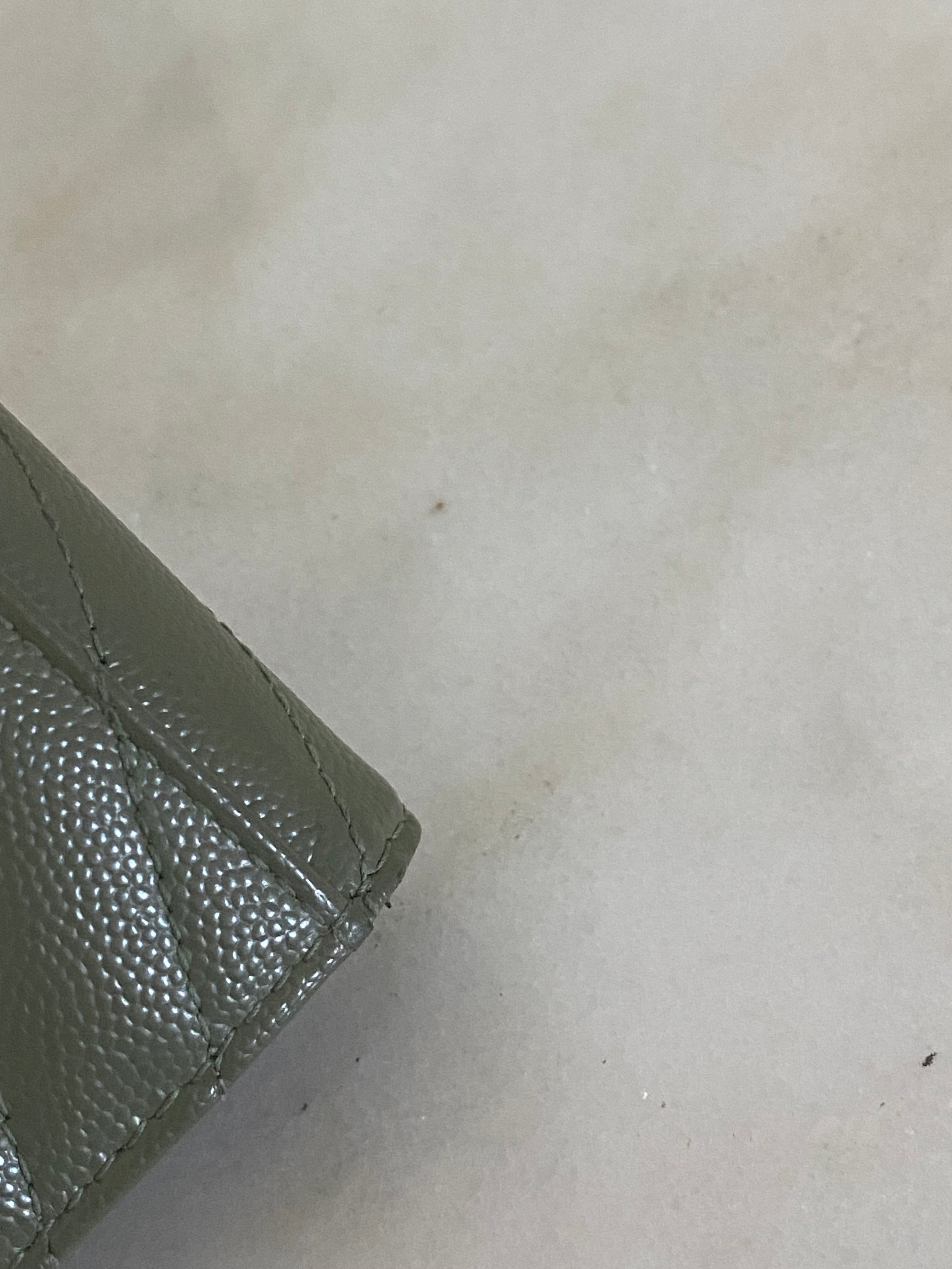 YSL Green Cassandra Small Wallet