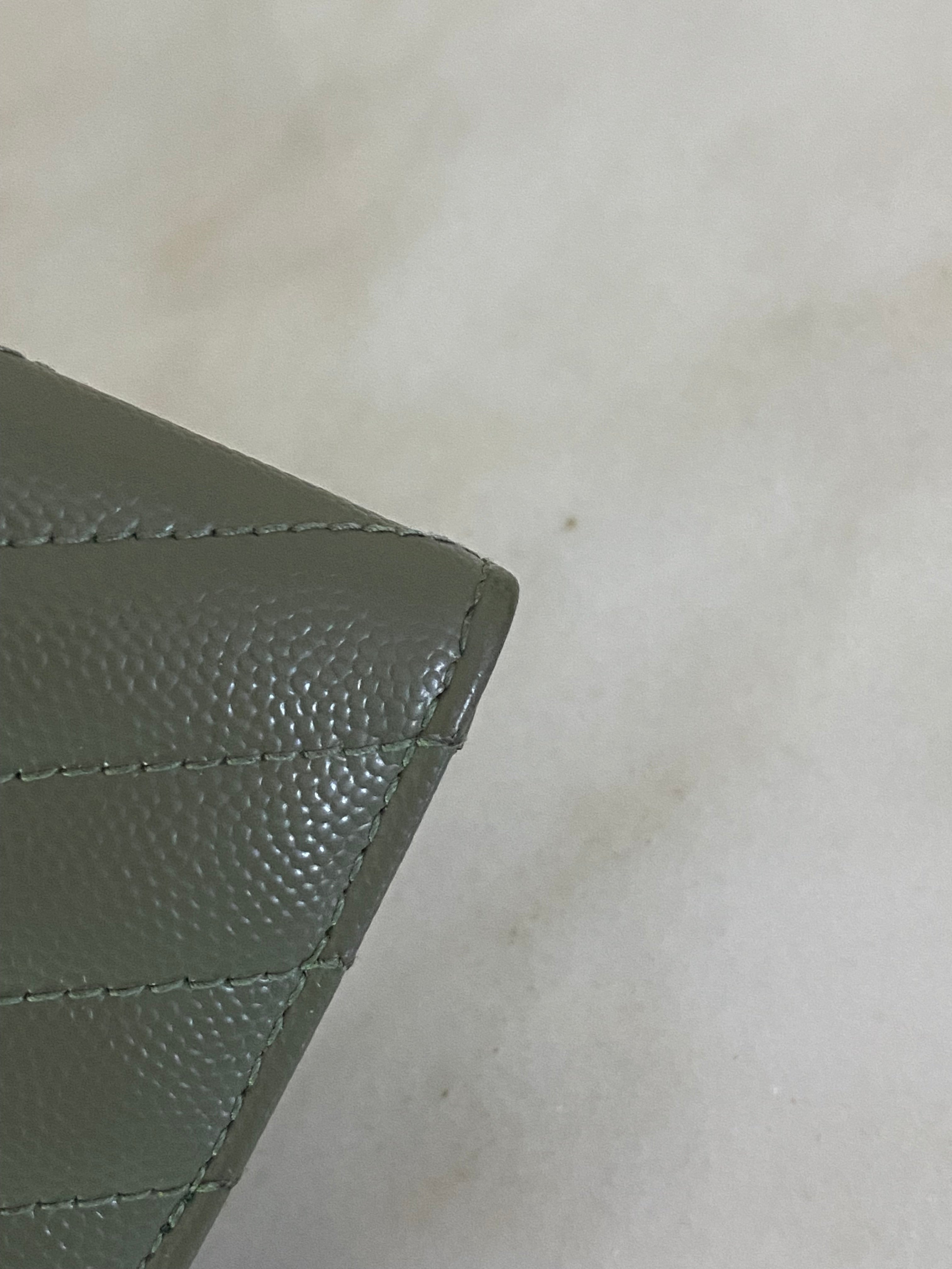 YSL Green Cassandra Small Wallet