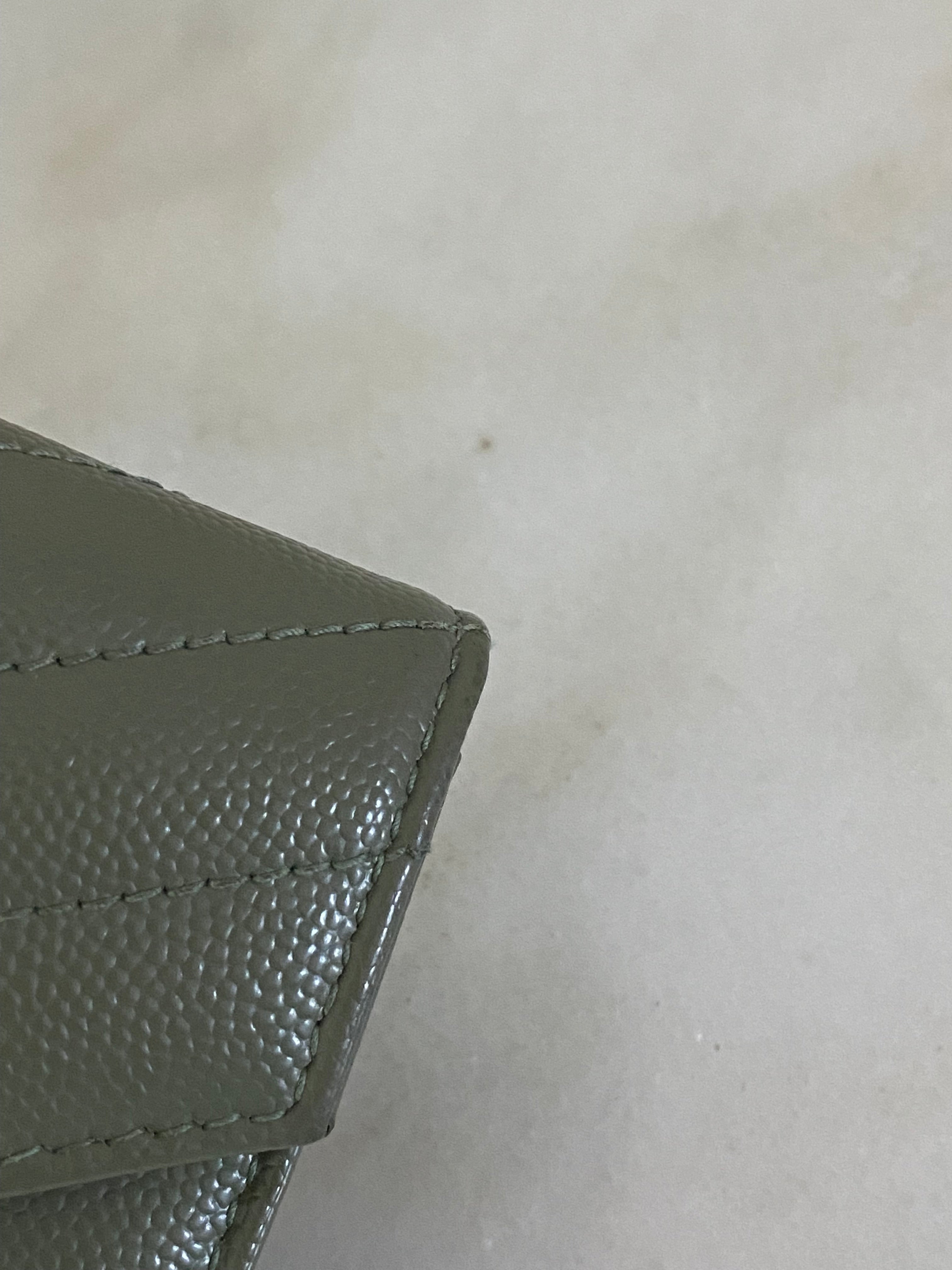 YSL Green Cassandra Small Wallet