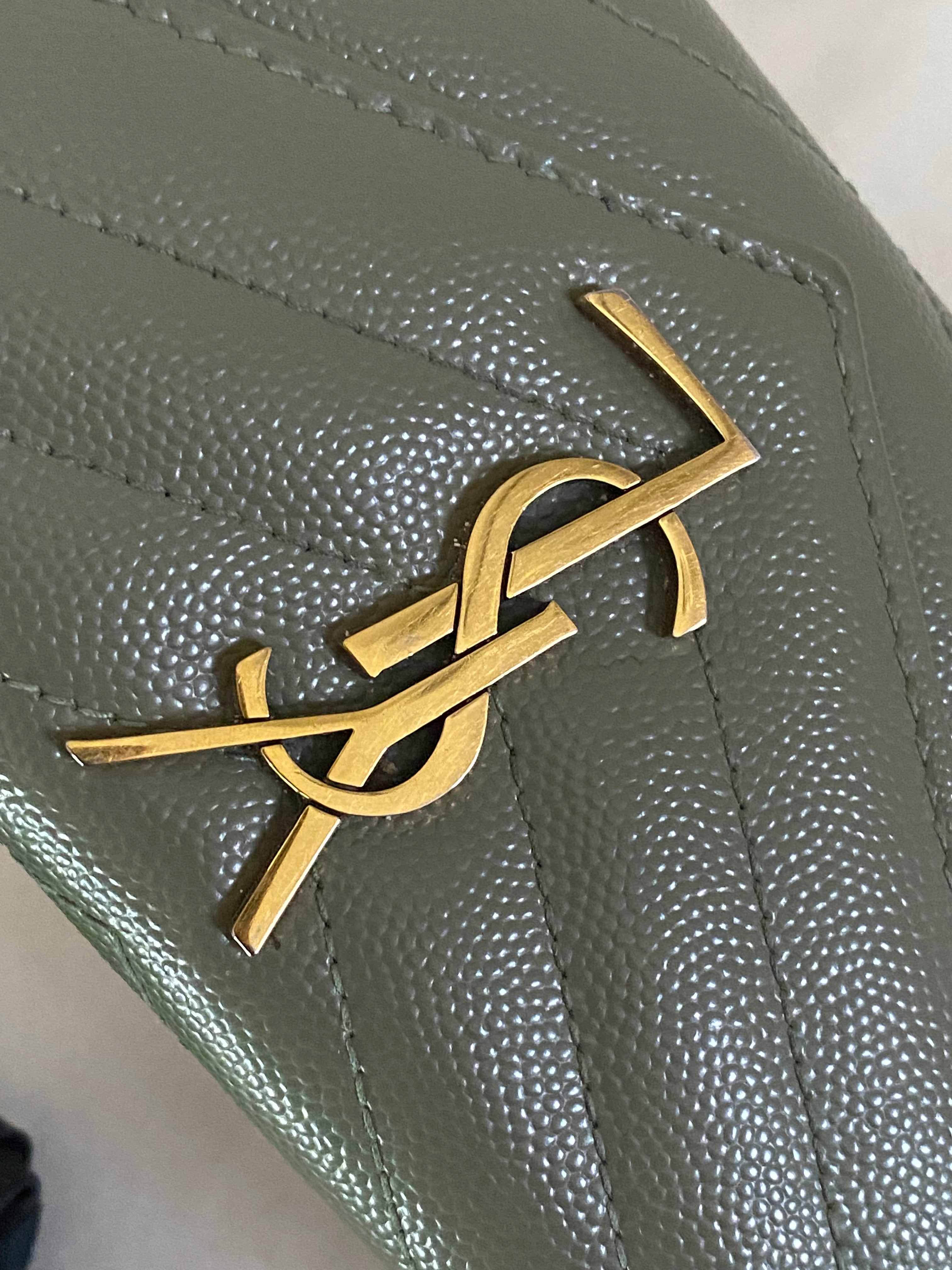 YSL Green Cassandra Small Wallet