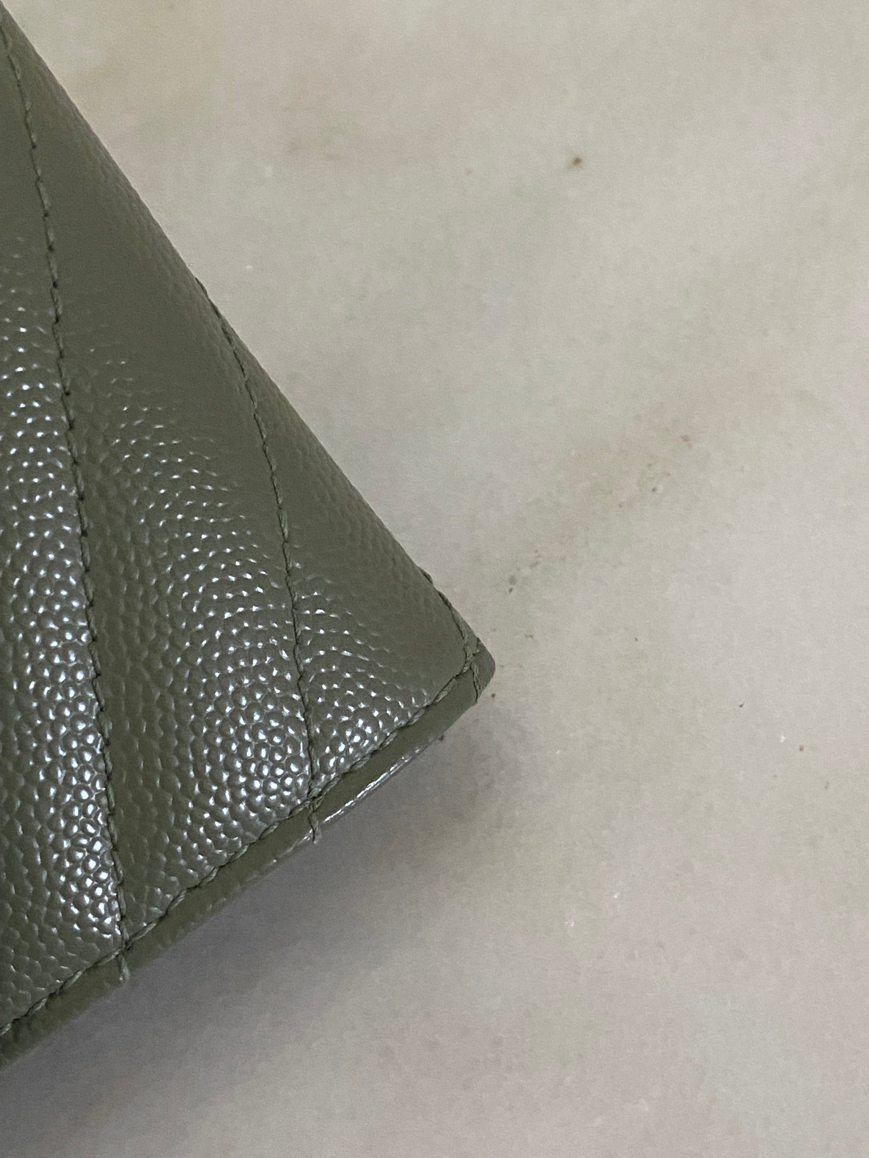 YSL Green Cassandra Small Wallet