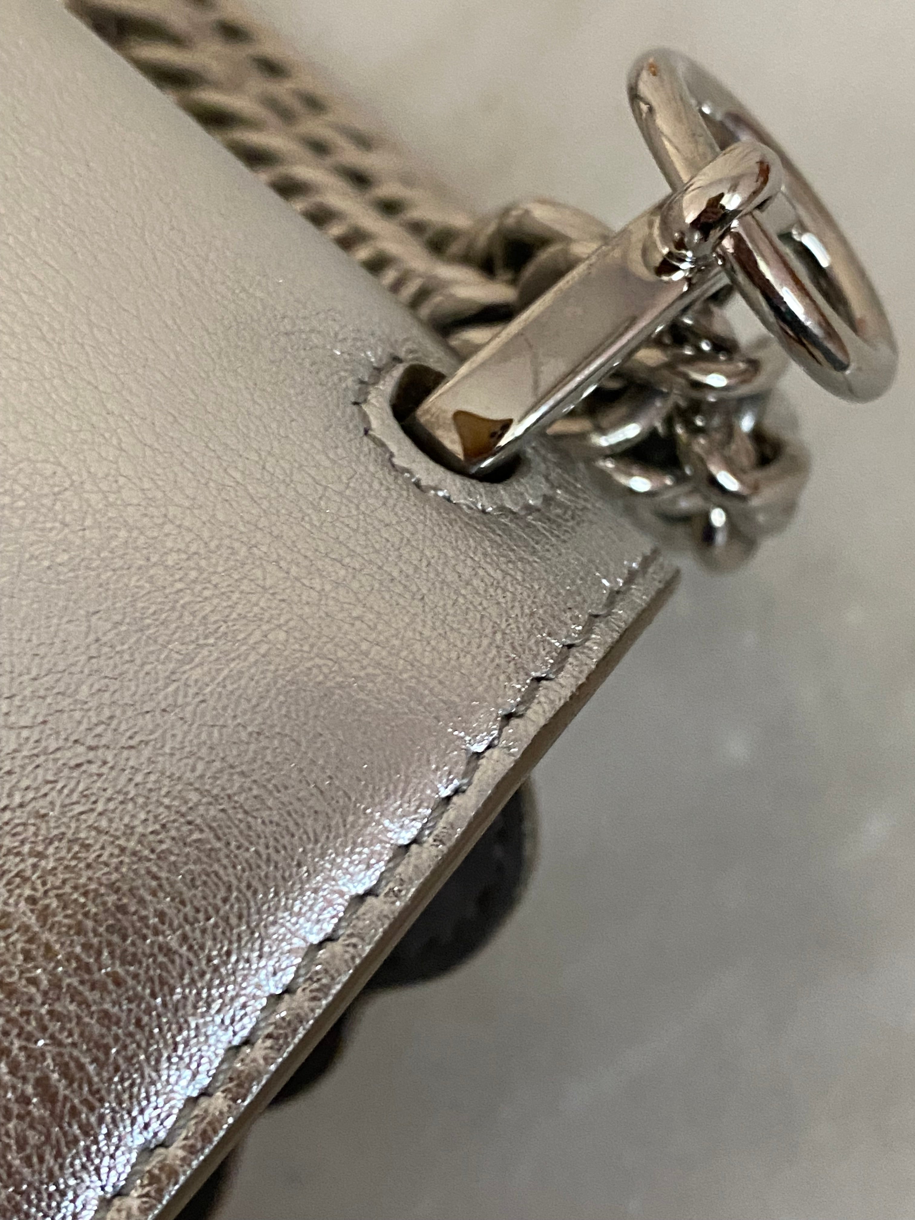 Fendi Silver Kan I Studded Shoulder Bag