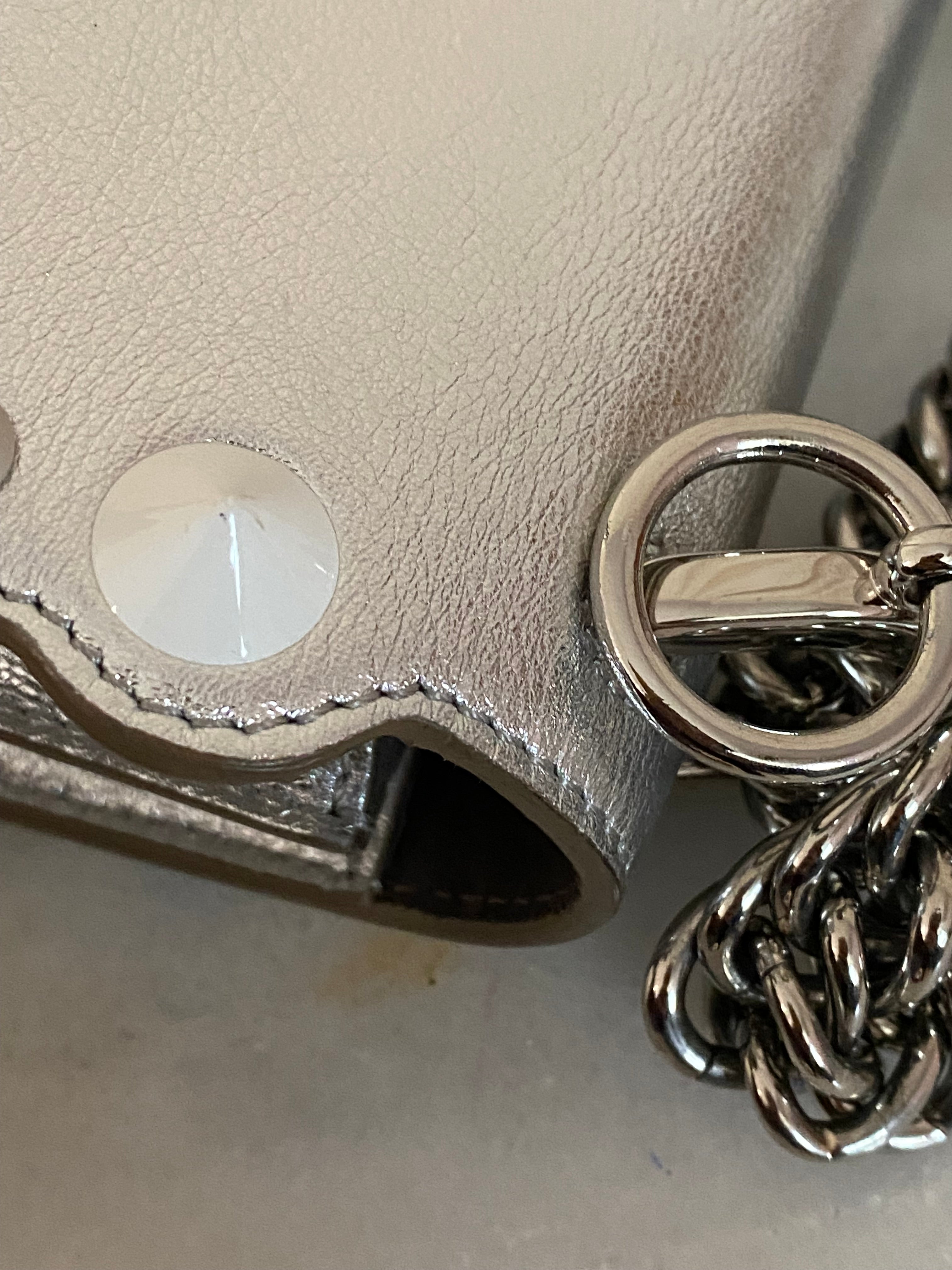 Fendi Silver Kan I Studded Shoulder Bag