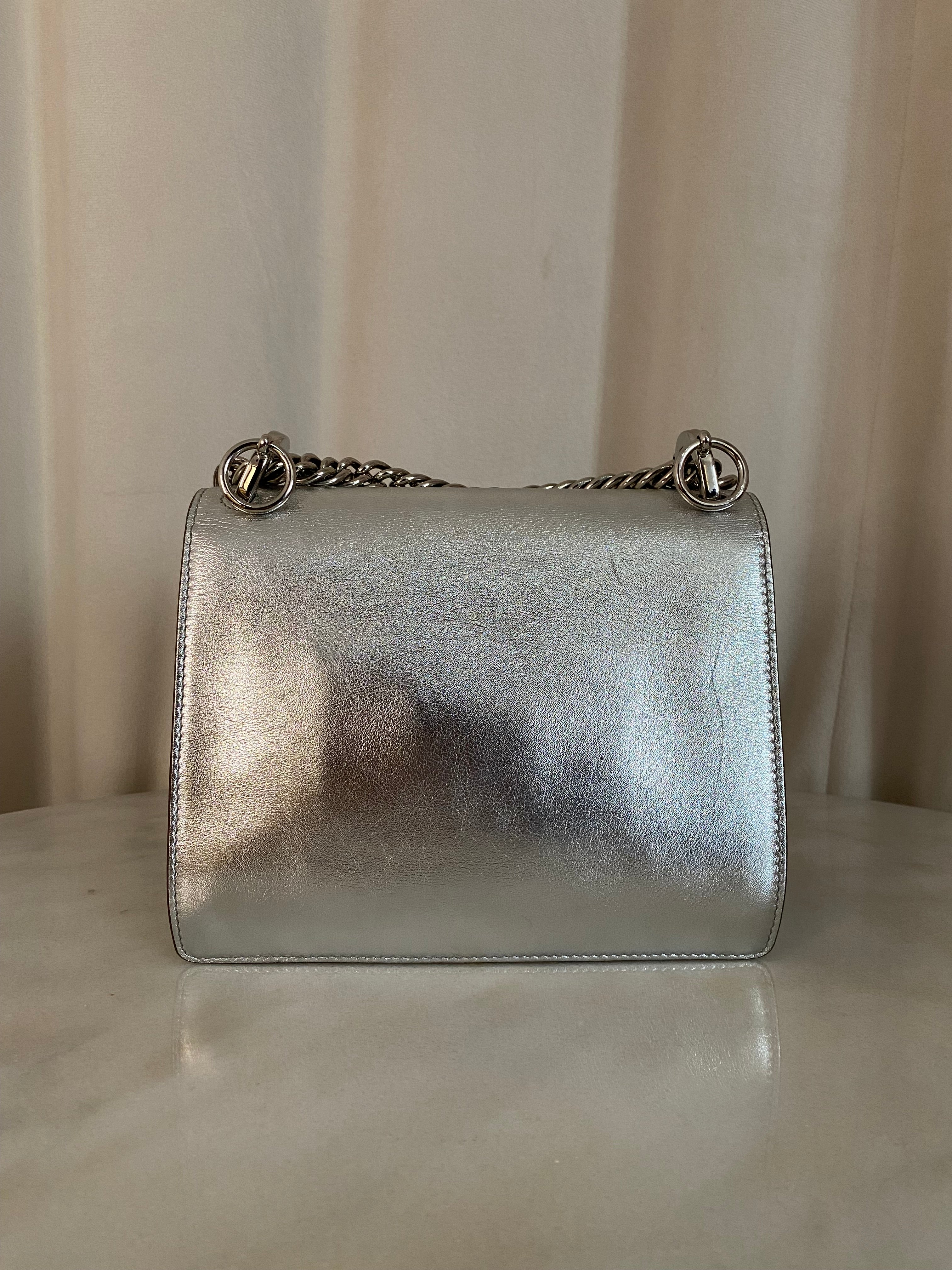 Fendi Silver Kan I Studded Shoulder Bag